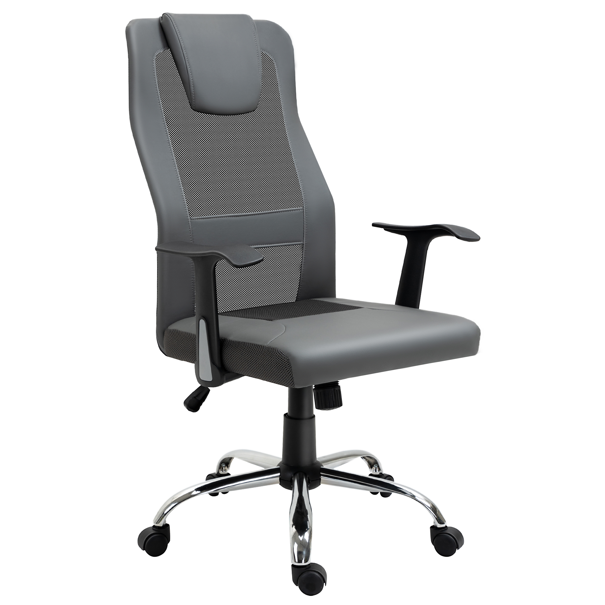 Bürostuhl Drehstuhl höhenverstellbar Chefsessel Schreibtischstuhl ergonomisch Kunstleder Grau 66 x 73 x 108-118 cm Bürostuhl Drehstuhl höhenverstellbar Chefsessel Schreibtischstuhl ergonomisch Kunstleder Grau 66 x 73 x 108-118 cm