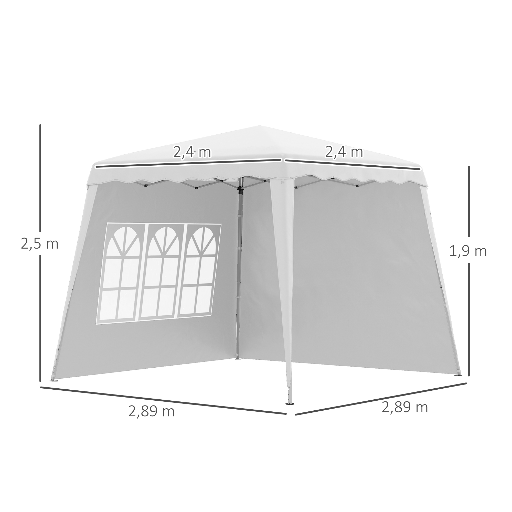 Pop Up Pavillion Faltpavillion, inkl. Fernstern, wetterbeständig, 240 x 240 x 250 cm, Weiß