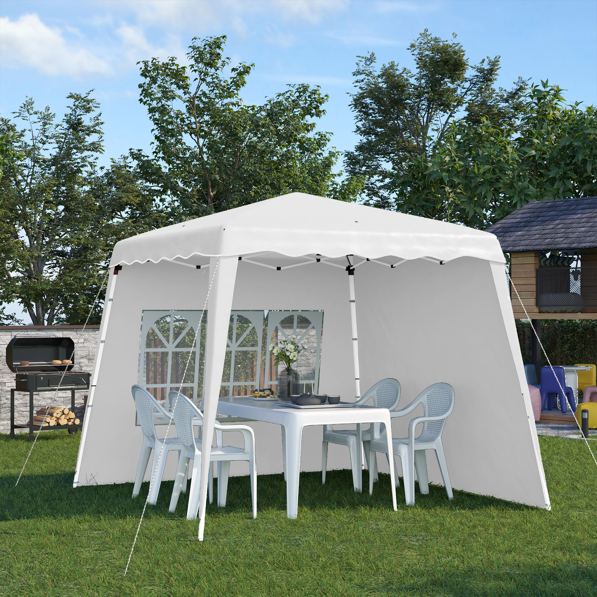 Pop Up Pavillion Faltpavillion, inkl. Fernstern, wetterbeständig, 240 x 240 x 250 cm, Weiß