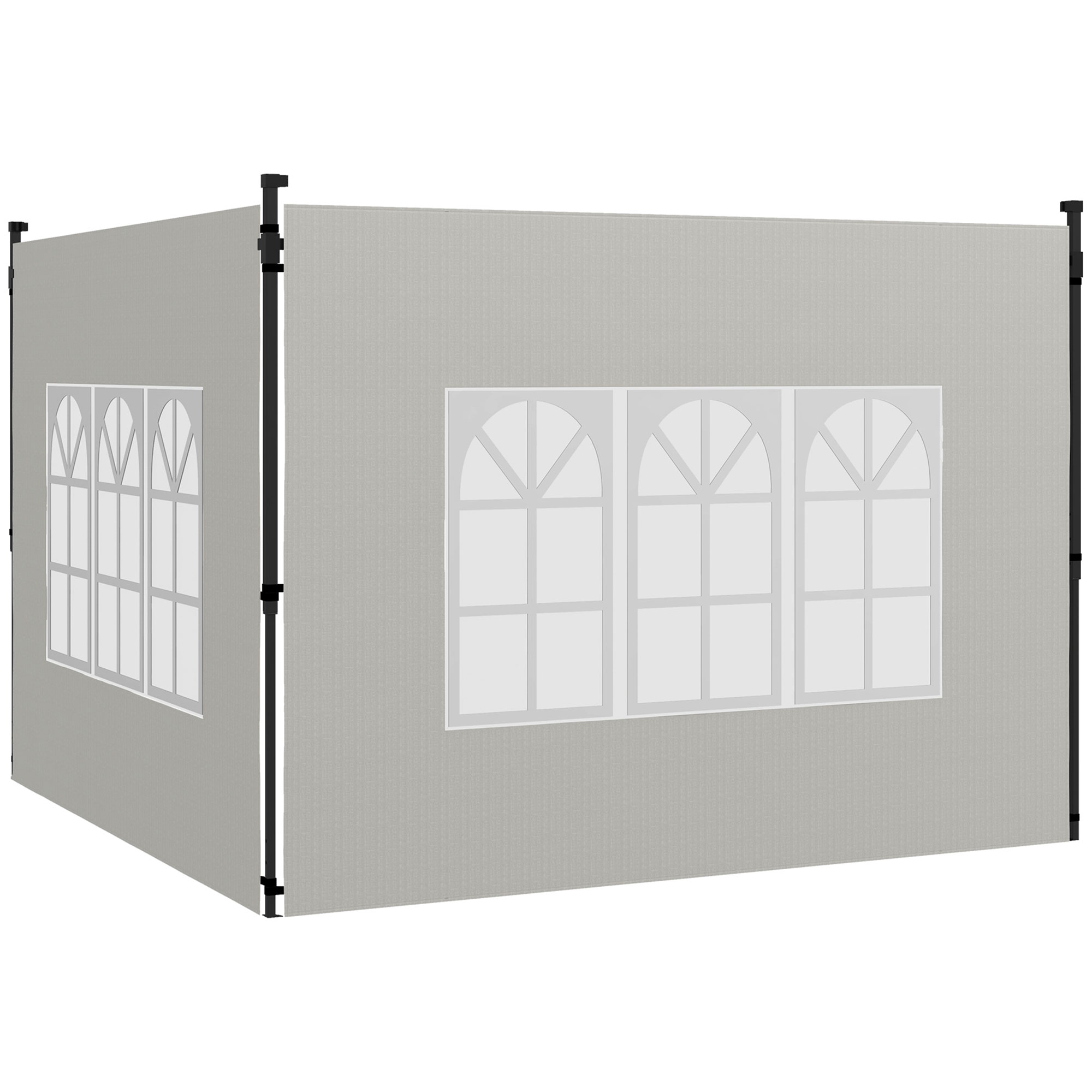 2er Set Seitenwände für Pavillon 3x3 3x6 Wasserdicht Seitenteile mit Fenster Weiß