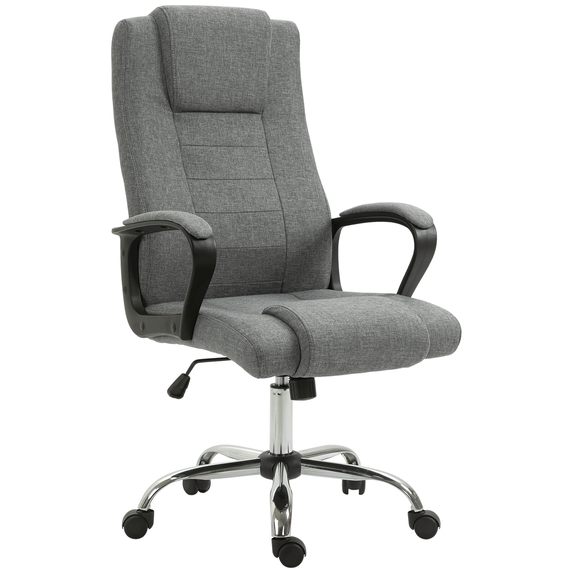 Bürostuhl Computerstuhl mit Wippenfunktion Kopfstütze ergonomischer Schreibtischstuhl drehbar höhenverstellbar Leinen-Touch Grau 62 x 76 x 110-119 cm Bürostuhl Computerstuhl mit Wippenfunktion Kopfstütze ergonomischer Schreibtischstuhl drehbar höhenverstellbar Leinen-Touch Grau 62 x 76 x 110-119 cm