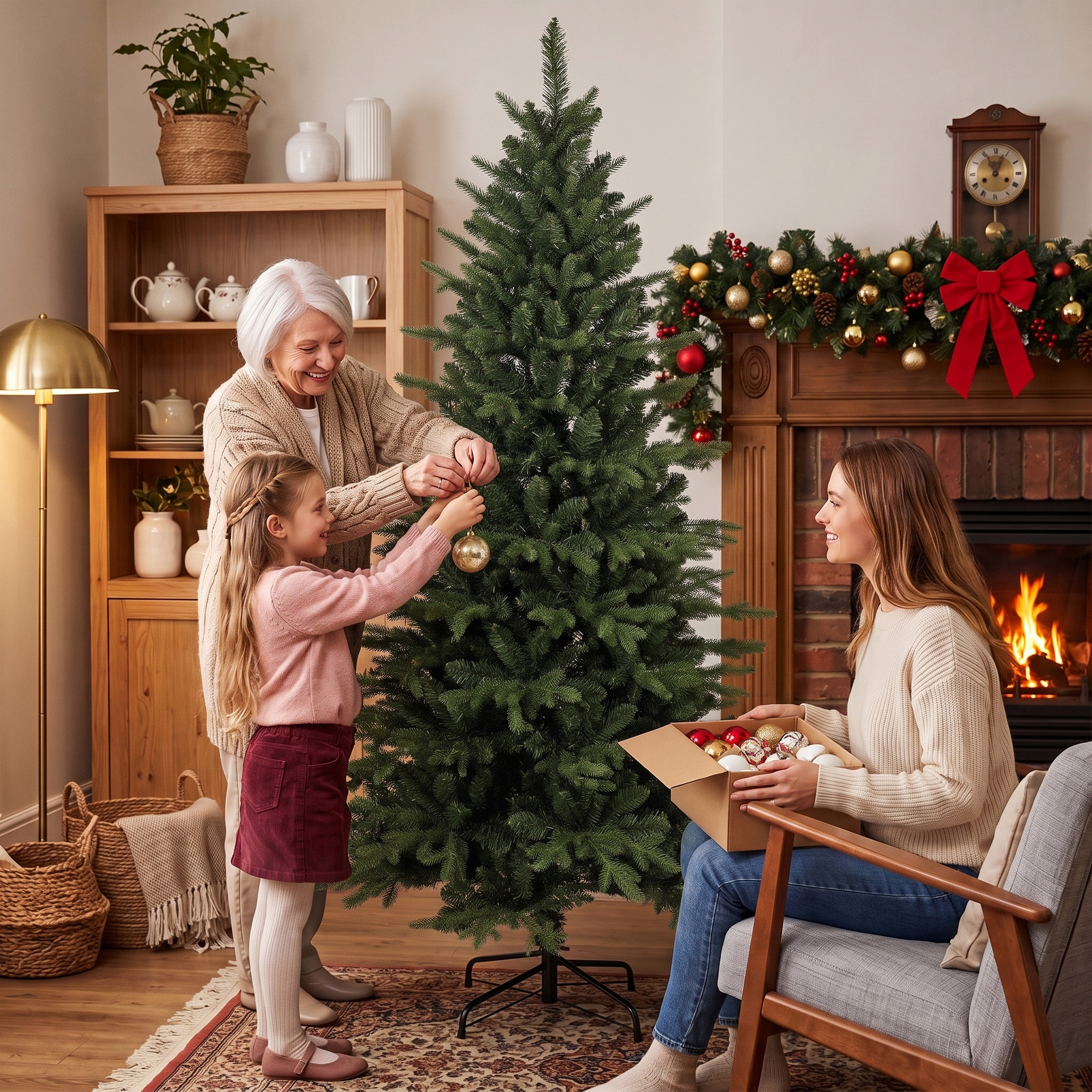 künstlicher Weihnachtsbaum klappbarer Holzständer Spritzguss Tannenbaum 1438 Spitzen 180 cm Grün
