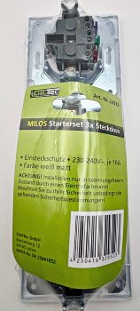 MILOS Set 3 Steckdosen + 3-fach Rahmen / 250V~/ 16A, Steckanschluss, Matt-weiß