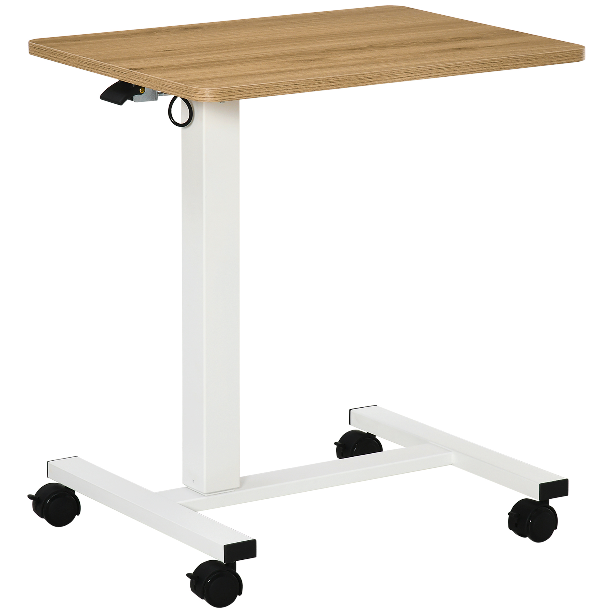 Stehpult Höhenverstellbar inkl. 4 Rollen C-Form 65 cm x 48 cm x 70-110 cm  Natur + Weiß