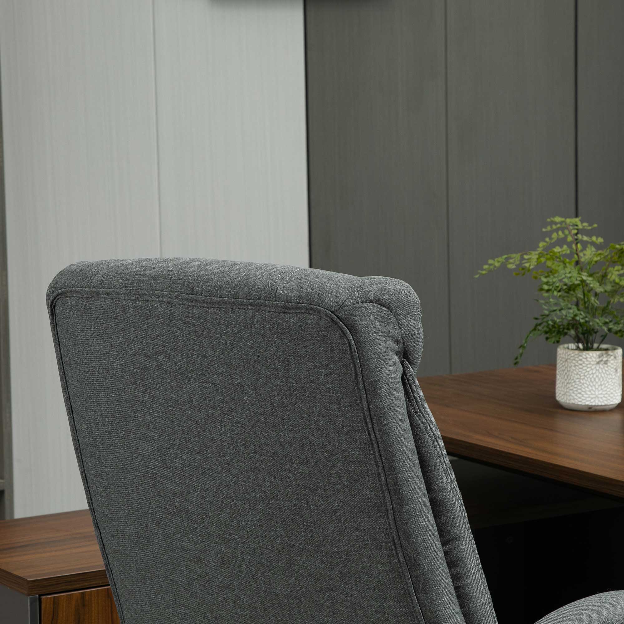 Bürostuhl mit Wippfunktion ergonomischer Stuhl mit gepolsterte Armlehne Kopfstütze höhenverstellbarer Schreibtischstuhl Drehstuhl mit Rückenlehne Nylon Grau 65 x 78 x 110-118 cm