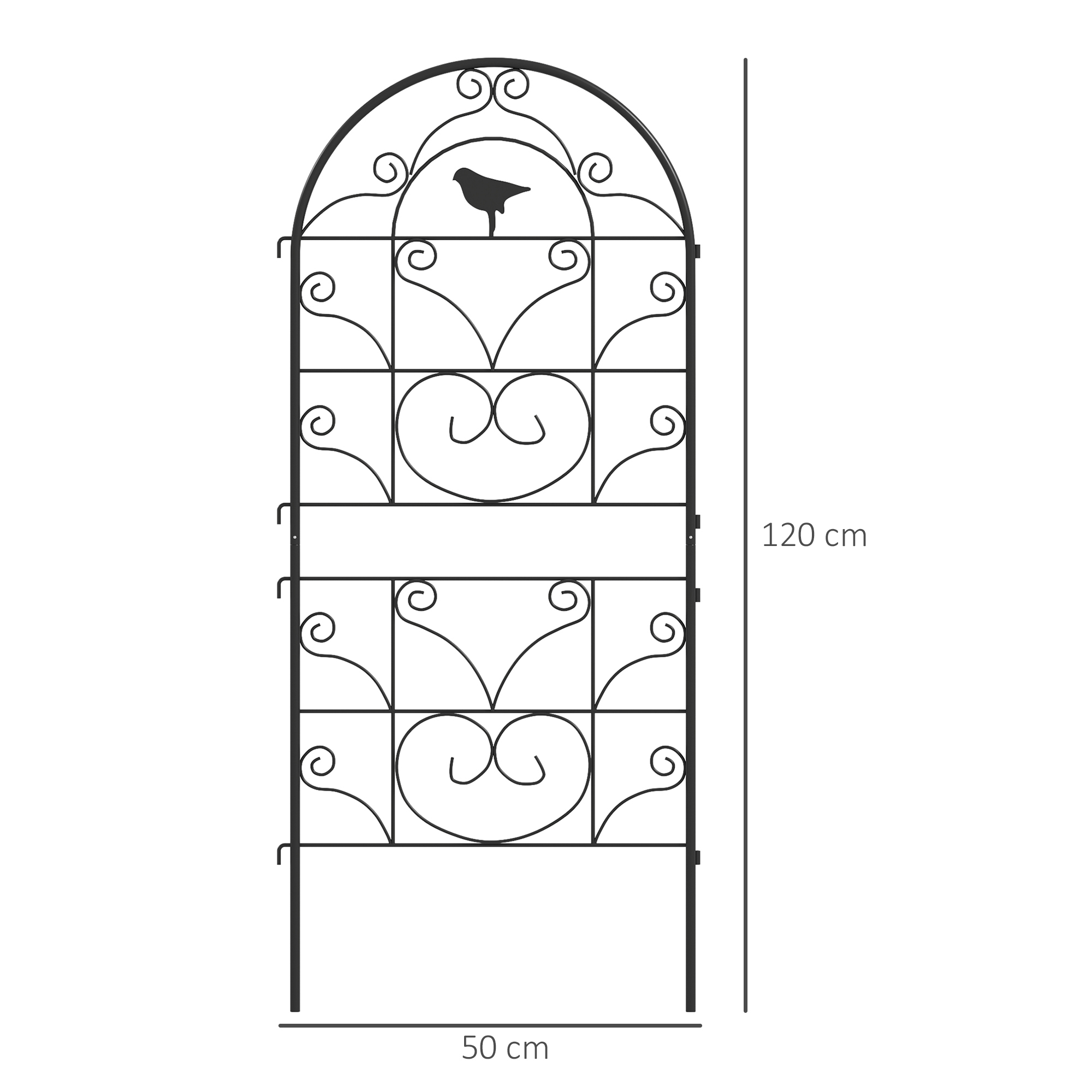 Rankgitter Metall 2er Set zum Stecken rostfrei Rankhilfe mit Vogeldesign für Kletterpflanzen 50x120 cm Schwarz