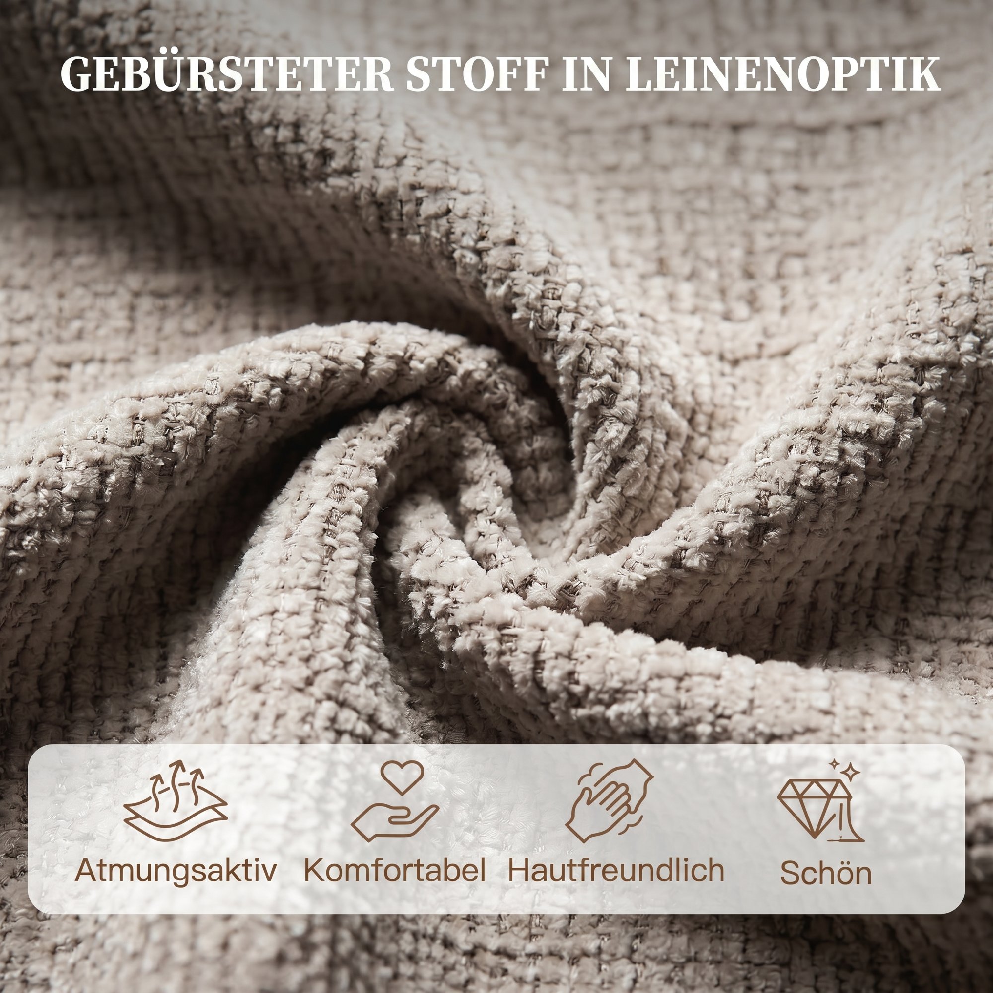 drehbarer elektrischer Relaxsessel für Erwachsene, Sessel mit Leinenoptik-Stoff und Ladeanschlüssen, Beige