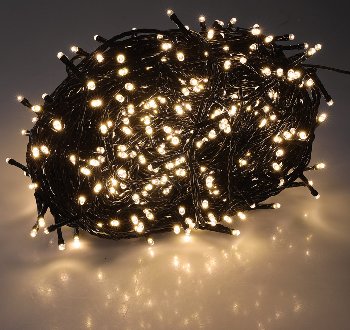 LED Aussen-Lichterkette "CT-ALK600" 60m / warmweiß, Kabel schwarz, IP44, 600 LEDs
