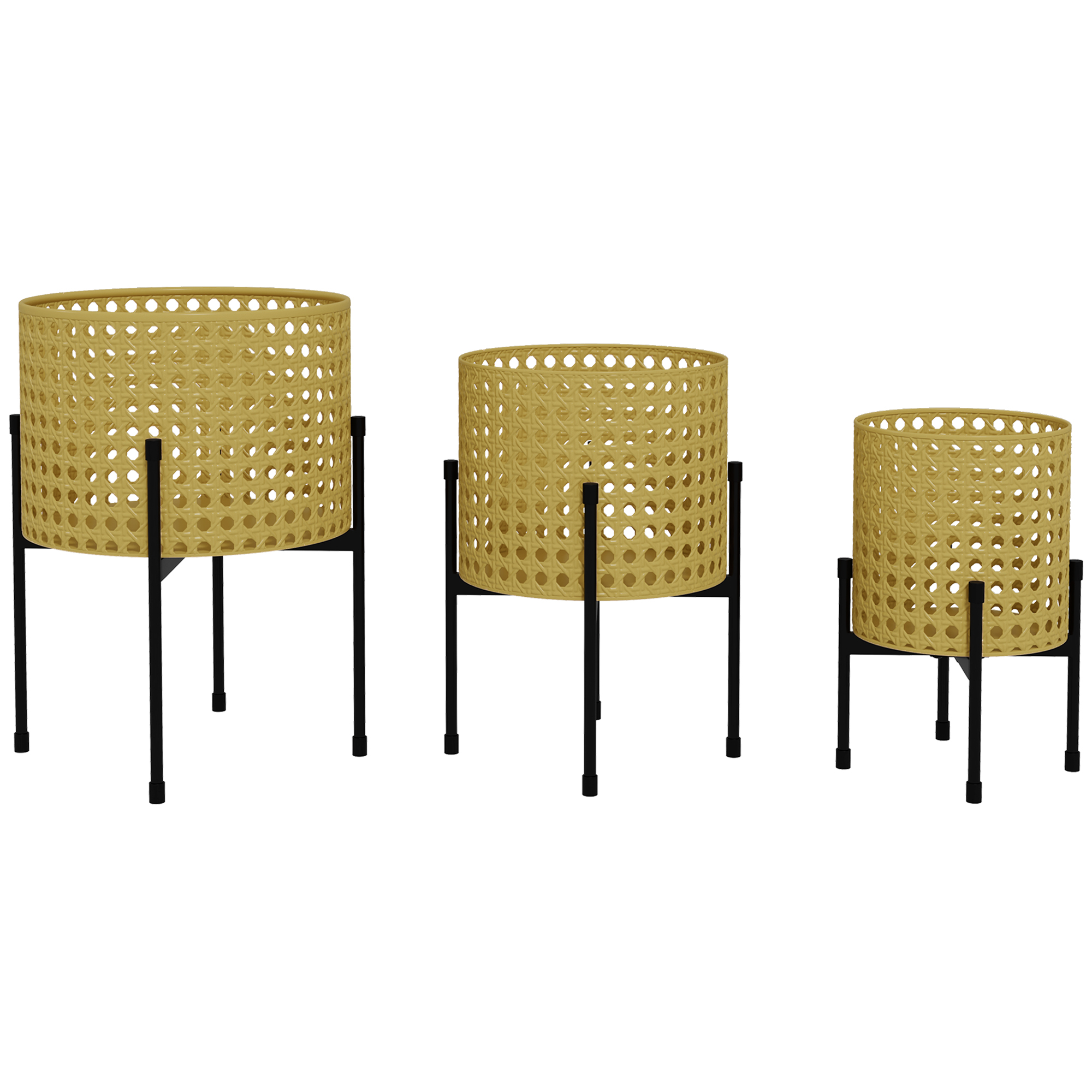 Blumenständer, 3er-Set, rostfreies Metallgestell, In- und Outdoor, Schwarz/Gold Blumenständer, 3er-Set, rostfreies Metallgestell, In- und Outdoor, Schwarz/Gold