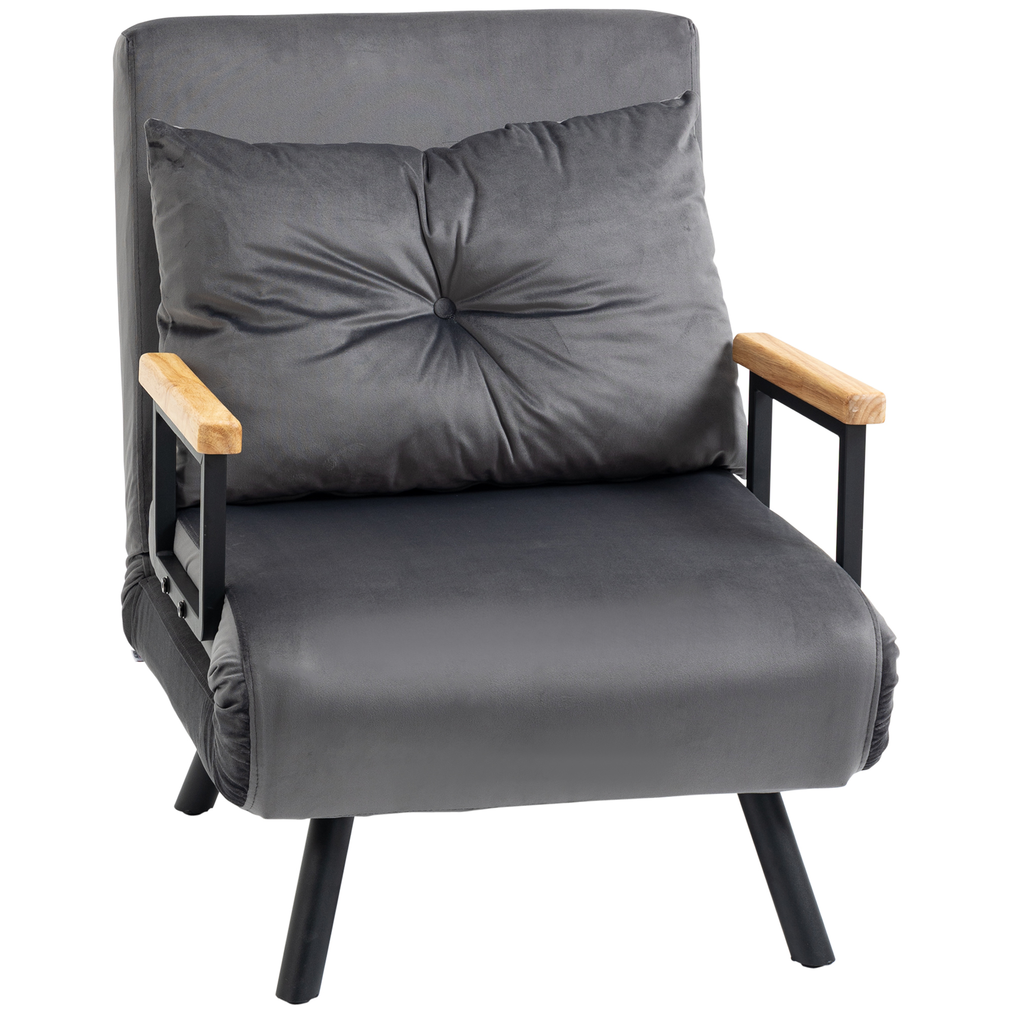 Relaxsessel im Skandidesign, Liegesessel, Lesesessel. ink. Kissen mit Knopfhefung, Schwarz + Natur