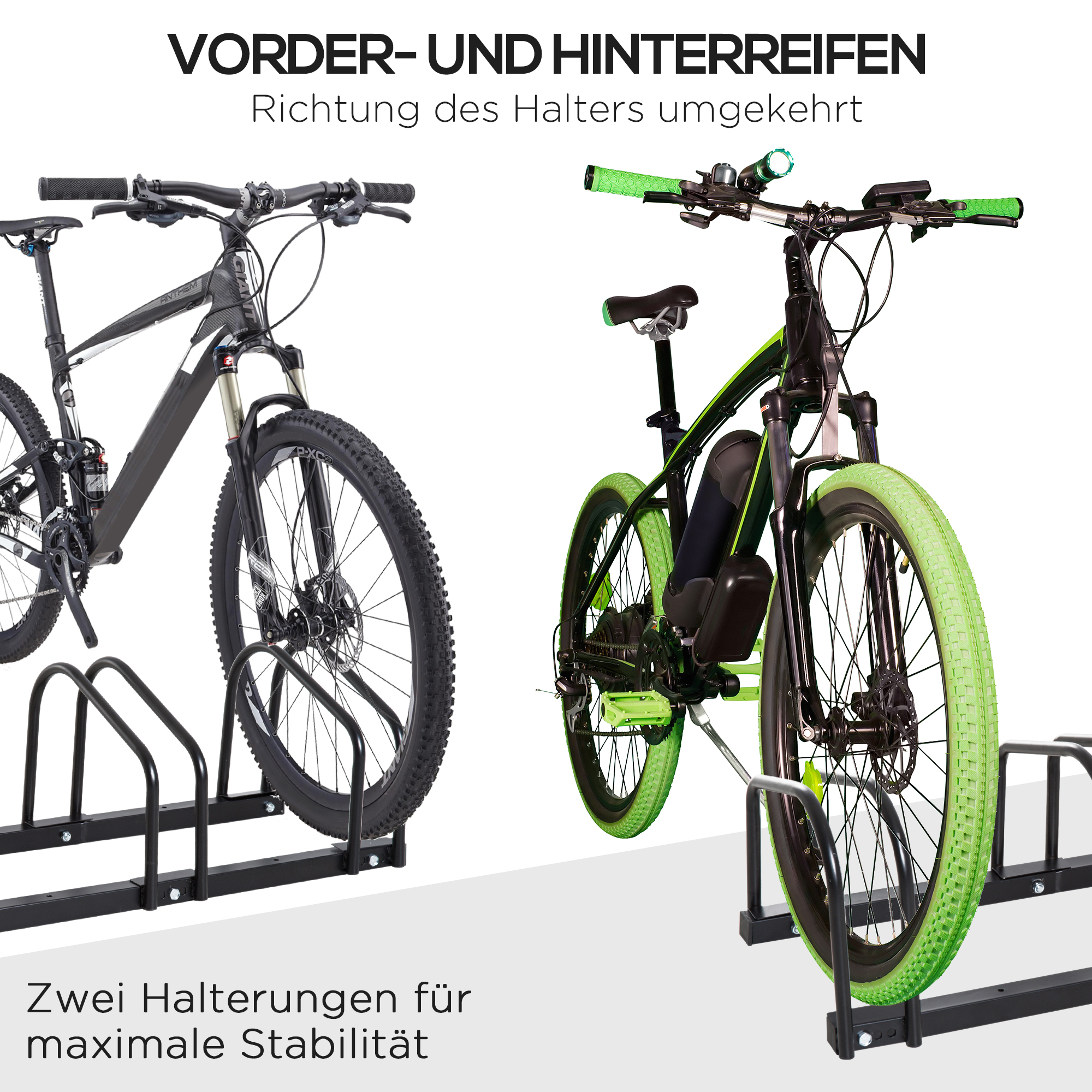 Fahrradständer für 4 Fahrräder, wetterfest, Wand- oder Bodenmontage, Stahl 110 x 33 x 27 cm