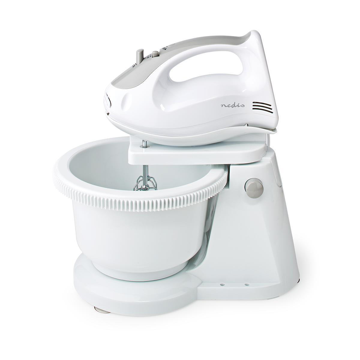 Handmixer | 200 W | 5 Geschindigkeitsstufen | Turbofunktion | Schüssel drehen / 2 Knethaken / 2 Quirle | Grau / Weiss Handmixer | 200 W | 5 Geschindigkeitsstufen | Turbofunktion | Schüssel drehen / 2 Knethaken / 2 Quirle | Grau / Weiss