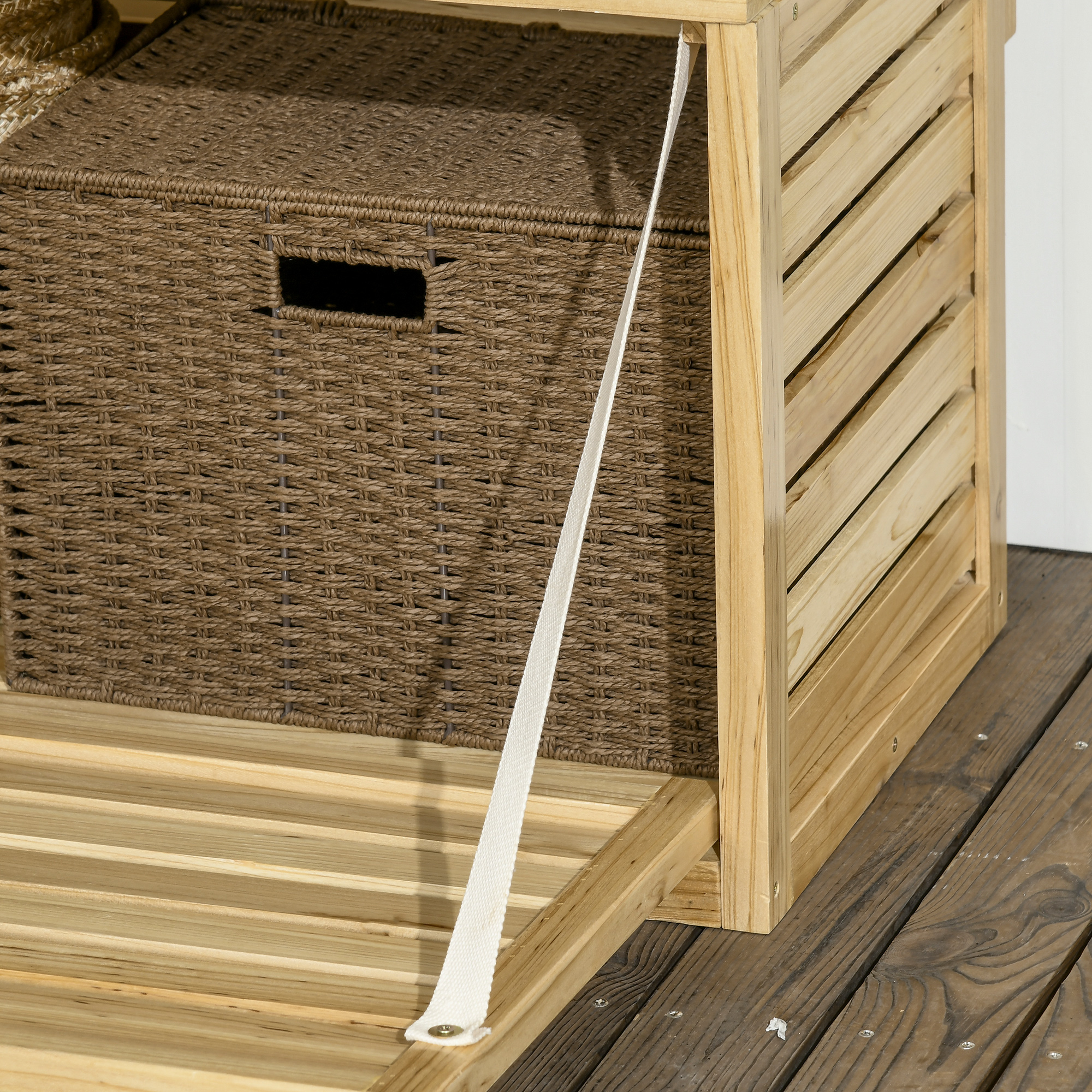 Aufbewahrungsbox mit Spalier, 4 Hängeregale, Magnettür, Massivholz, Natur, 80 x 45 x 160 cm