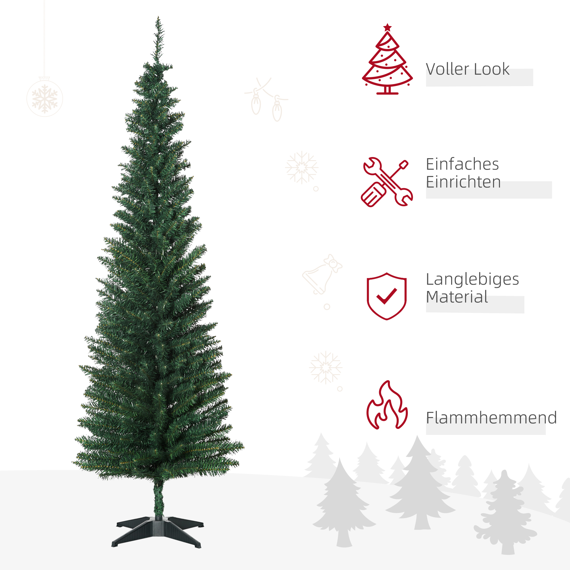 Weihnachtsbaum künstliche Künstliche Tanne Christbaum, inkl Ständer Weihnachtsstern 1,8 m, Grün