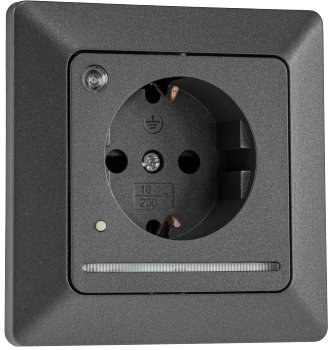 MILOS Schutzkontakt-Steckdose mit LED / anthrazit, 250V~/ 16A, Licht mit Sensor