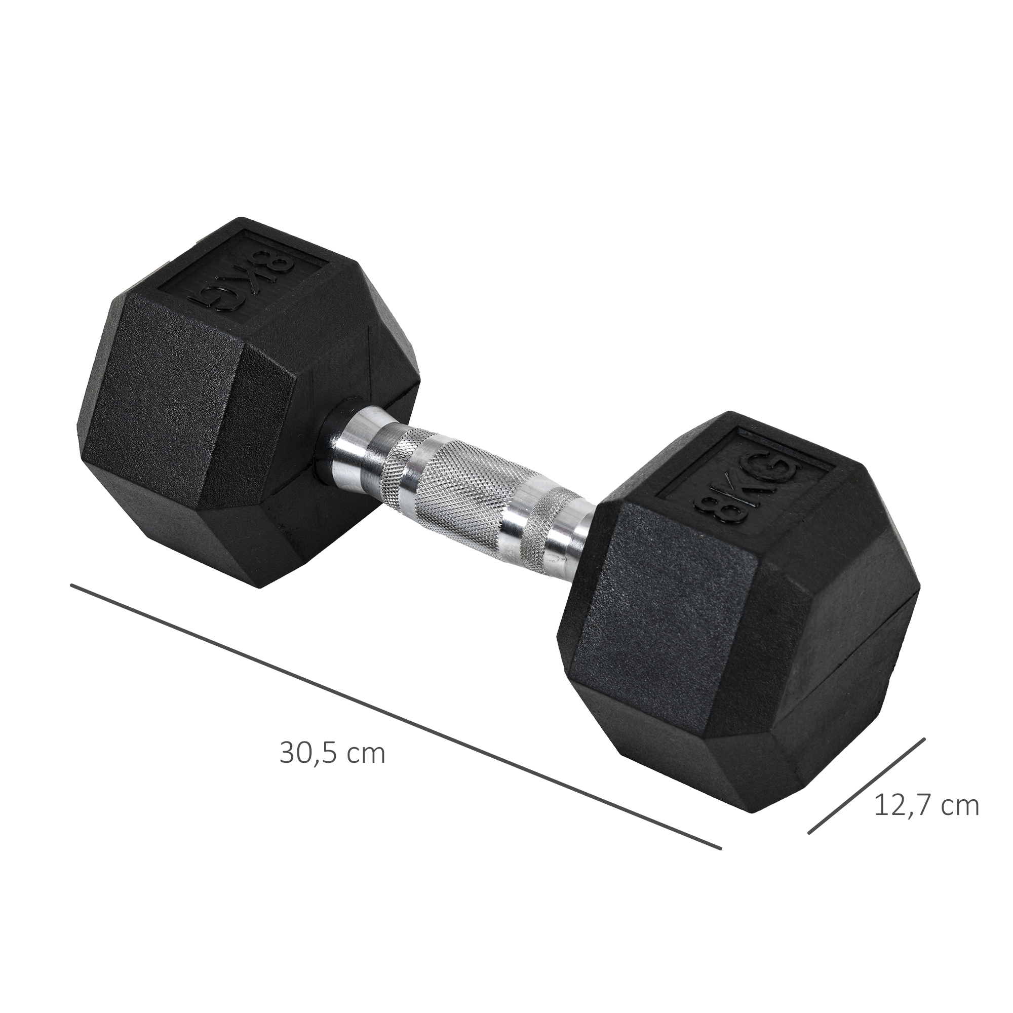 Hexagon Kurzhantel Gusseisen Hantel Gummi-Hantel Griff gerändelt Gewichte Metall Gummi schwarz 2 x 8 KG