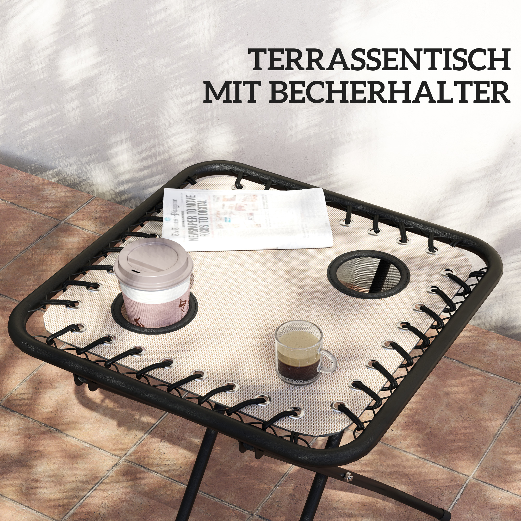 Gartenliege Set 3-TLG. Sonnenliege mit Teetisch 2 Liegestühle Kissen, Outdoor Liege 90x56x110 cm Beige