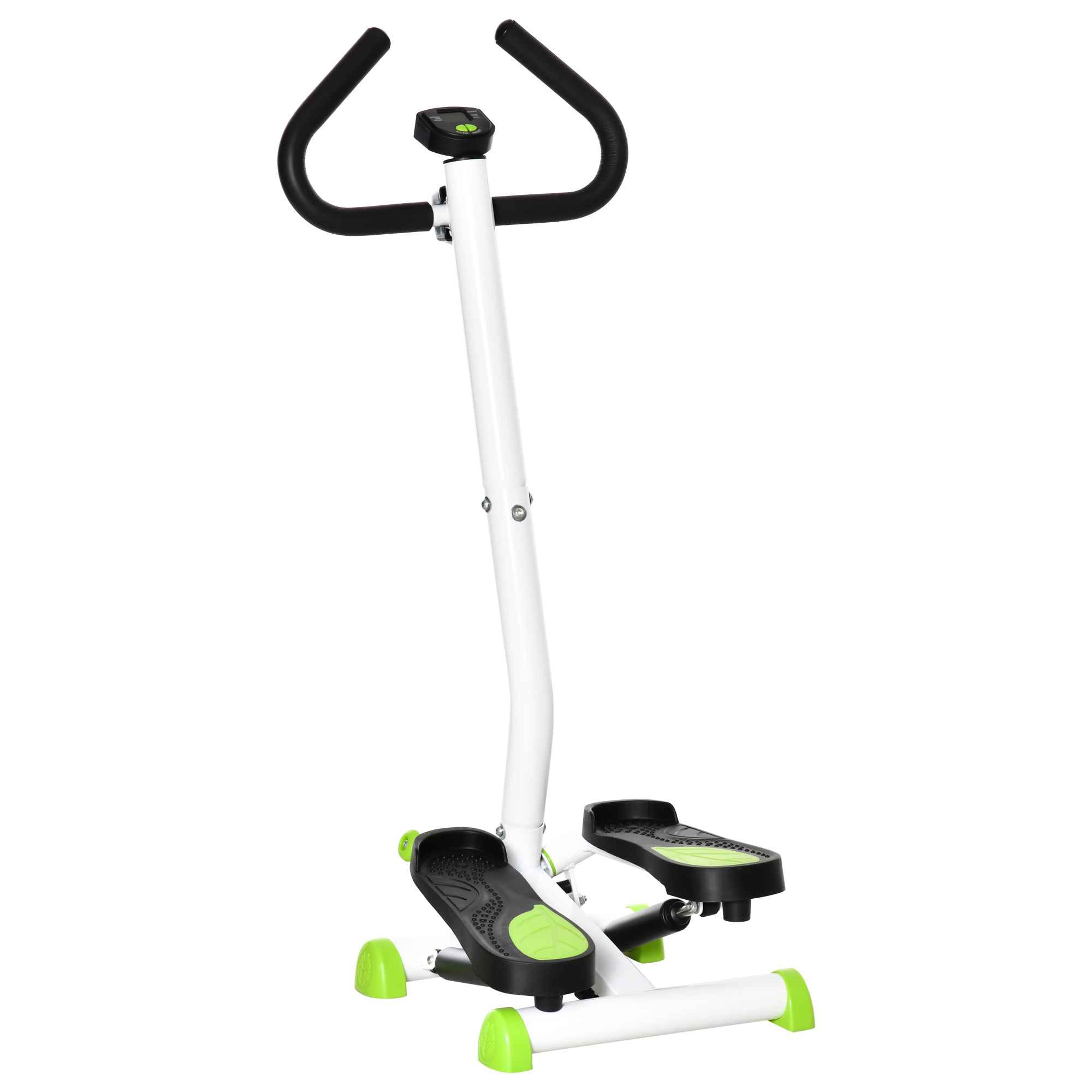 Stepper Fitnessgerät, LCD-Monitor, rutschfeste Pedale, Stahl und ABS, 55x44x108 cm, Grün+Schwarz