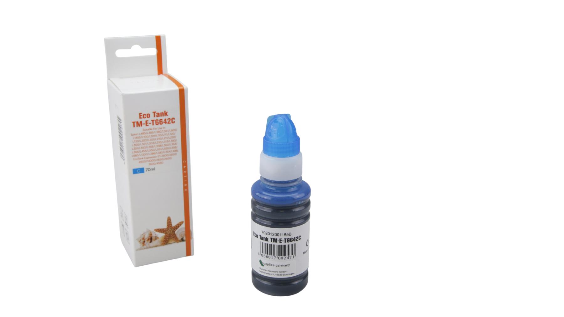 T6642C Eco Tank Nachfüllflasche Cyan für Epson / T6642C / 70ml T6642C Eco Tank Nachfüllflasche Cyan für Epson / T6642C / 70ml