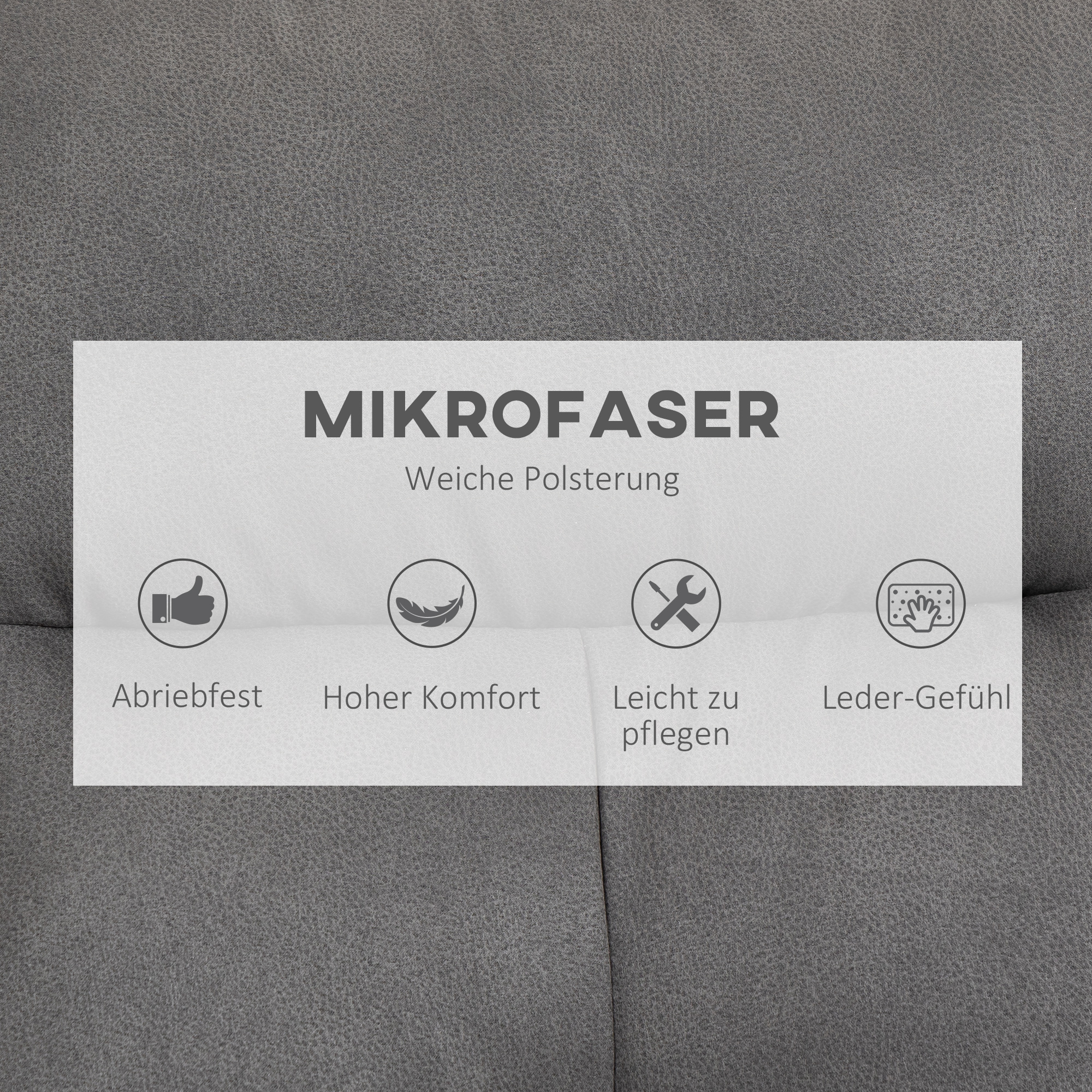 Relaxsessel mit Ottomane, Sessel mit Fußhocker, verstellbare Rückenlehne; Mikrofaser, Dunkelgrau
