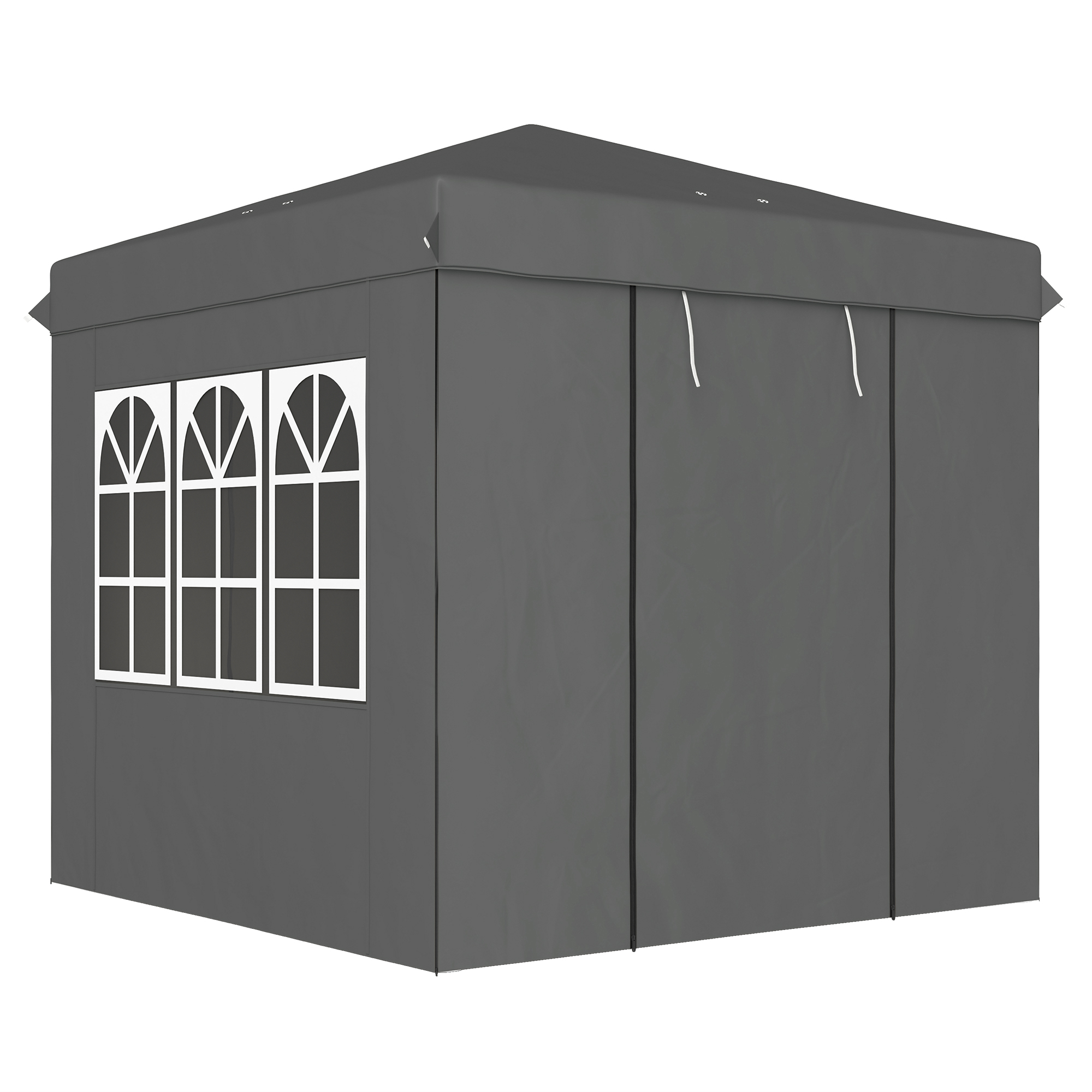 2,5 x 2,5 m Pop-up-Pavillon mit Seitenwänden und Transporttasche, UPF50+ höhenverstellbares Gartenzelt, Dunkelgrau