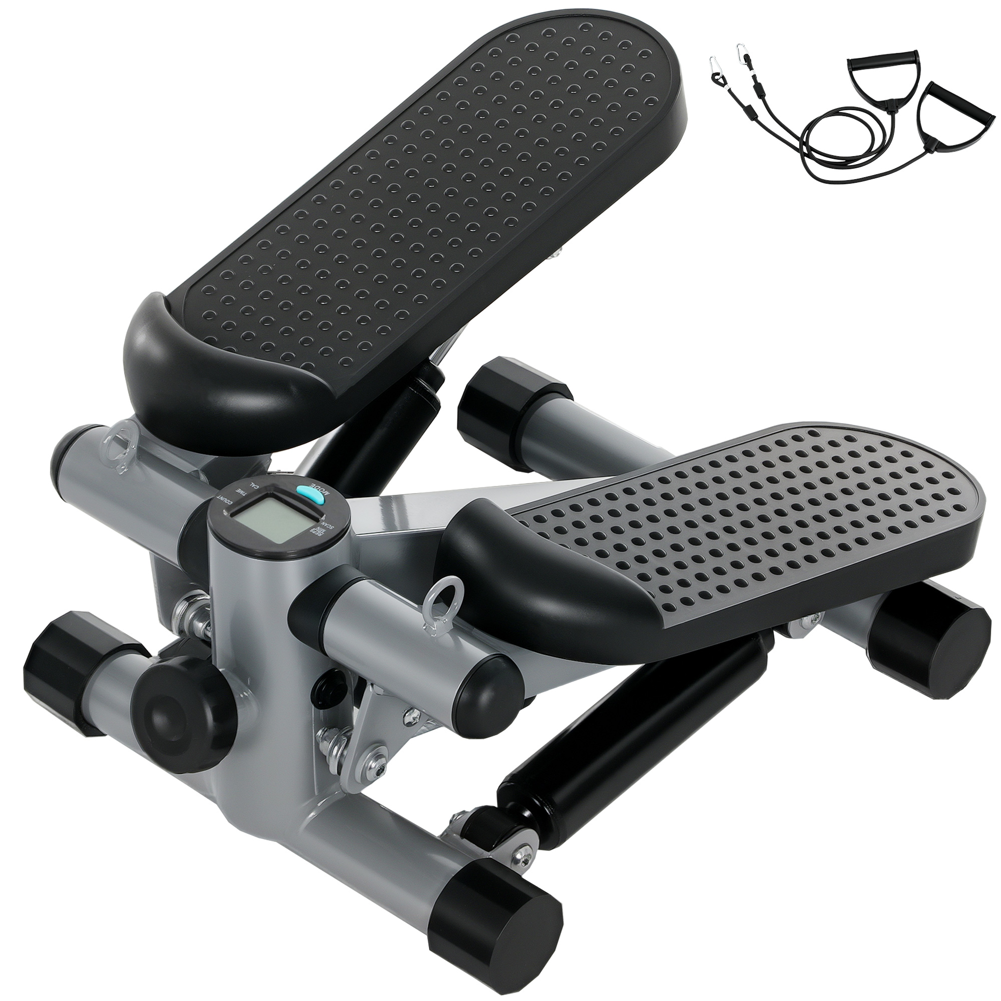 2 in 1 Mini-Stepper für Zuhause mit Power Ropes, LCD-Display Up-Down Swing Stepper 41 x 30,5 x 18,5 cm Grau 2 in 1 Mini-Stepper für Zuhause mit Power Ropes, LCD-Display Up-Down Swing Stepper 41 x 30,5 x 18,5 cm Grau