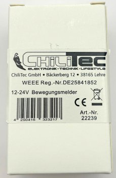 Bewegungsmelder 12-24V=, 6A / IP20, bis 8m Reichweite, 60°, 1-10min