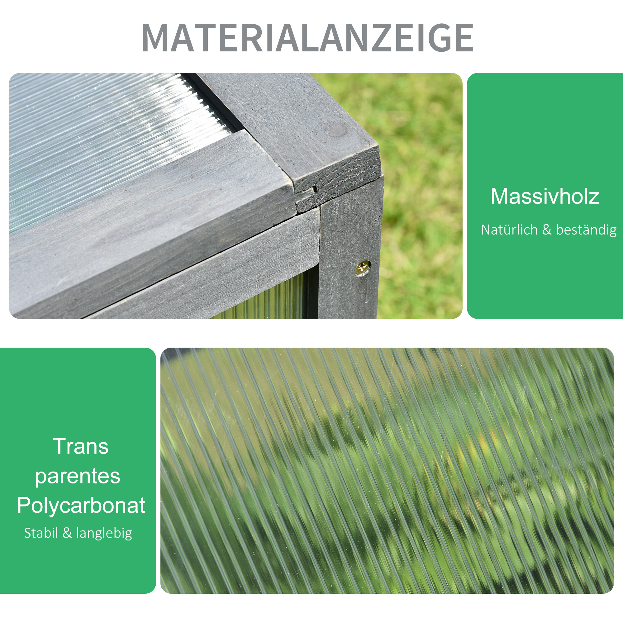 Mini-Gewächshaus, Kleines Gewächshaus für den Garten, mit PC-Platten, Gute Lichtdurchlässigkeit, 100L x 65B x 40H cm