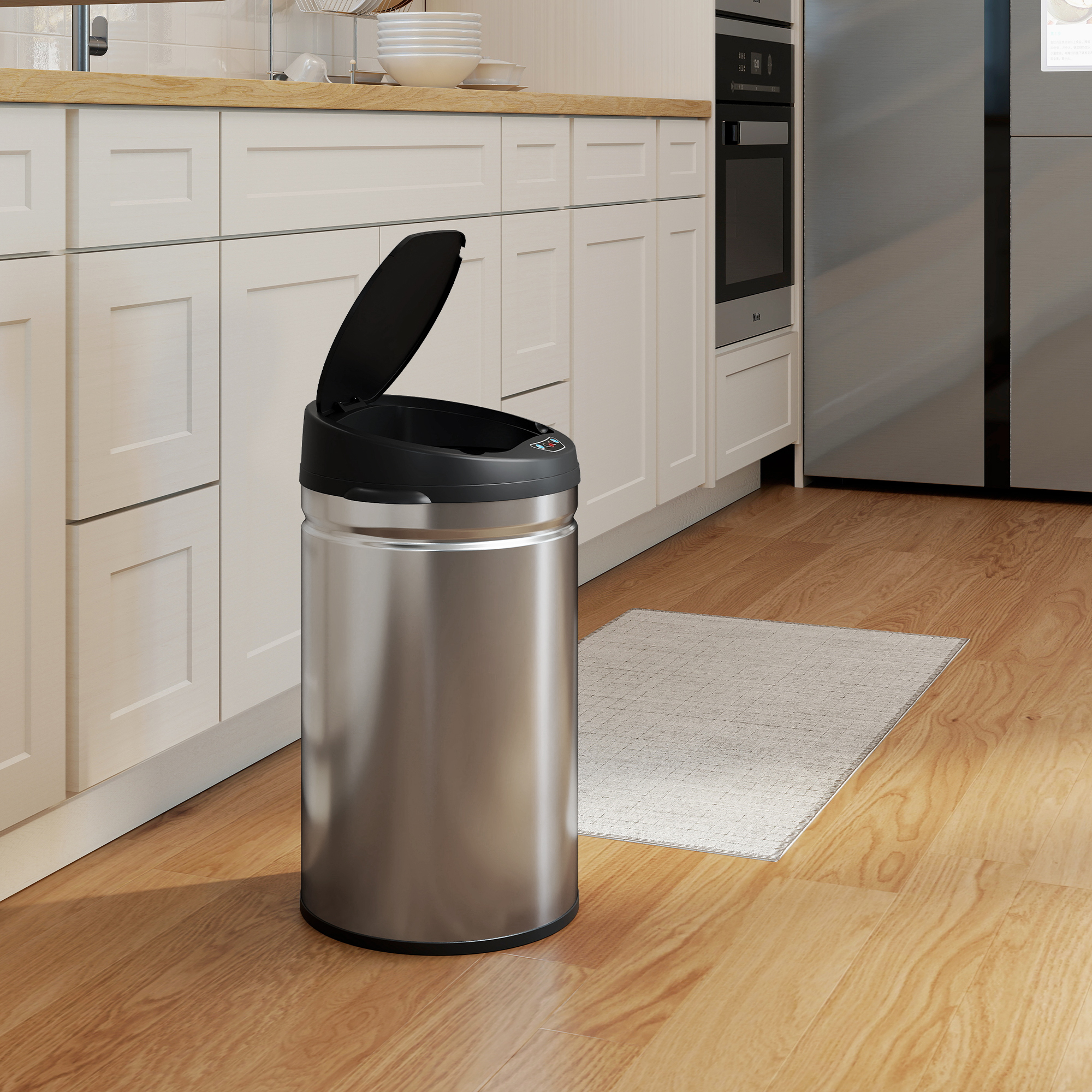 30 Liter Sensor-Mülleimer mit Soft-Close-Funktion, berührungsfreier Abfalleimer aus Edelstahl für hygienische Küchen