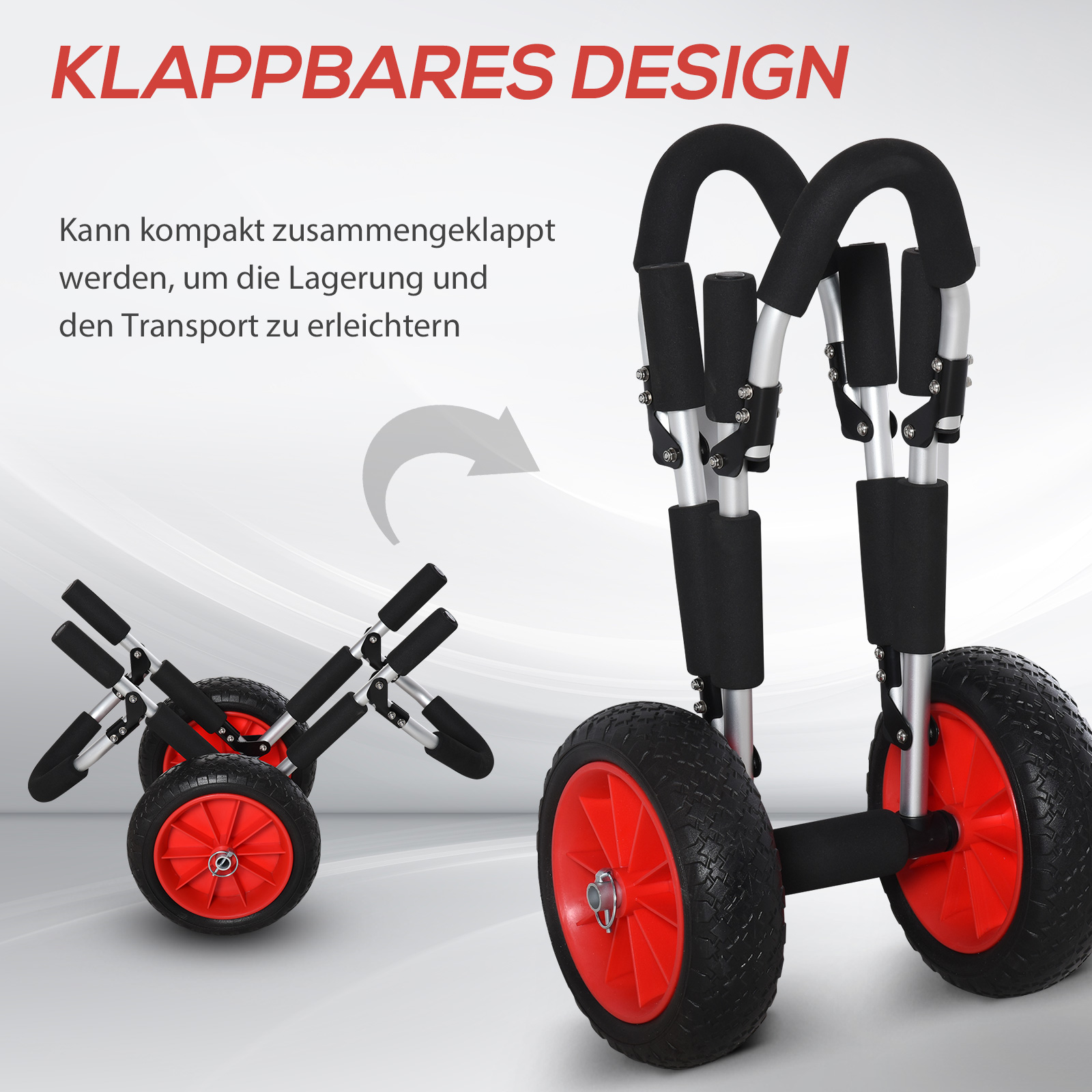 Surfwagen klappbar bis 45 kg AluTransportwagen Kajakwagen klappbar gepolstert Kunstleder-Reifen Bootswagen Surfwagen Bootstrailer Trolley für Surfbrett Board Schlauchboot
