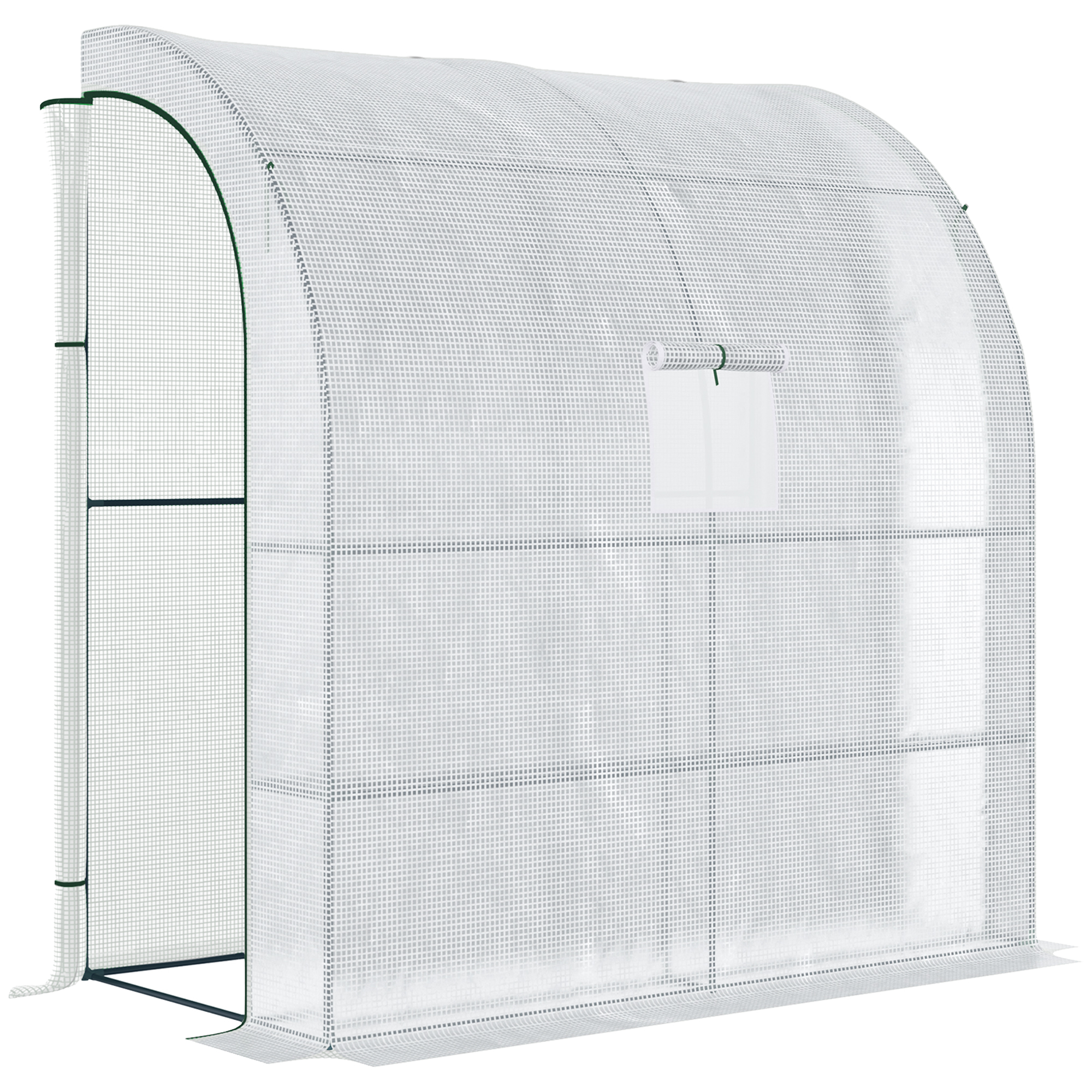 Foliengewächshaus Tomatengewächshaus mit Mesh Fenster, Treibhaus mit aufrollbaren Türen, Anzuchthaus mit UV Schutz, Weiß, 200 x 100 x 215 cm