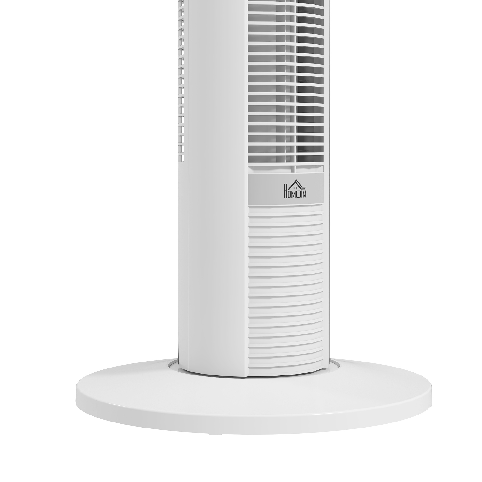 70° oszillierender Turmventilator mit Fernbedienung 4 Modi 3 Geschwindigkeiten Timer 31,5 x 31,5 x 96 cm Weiß