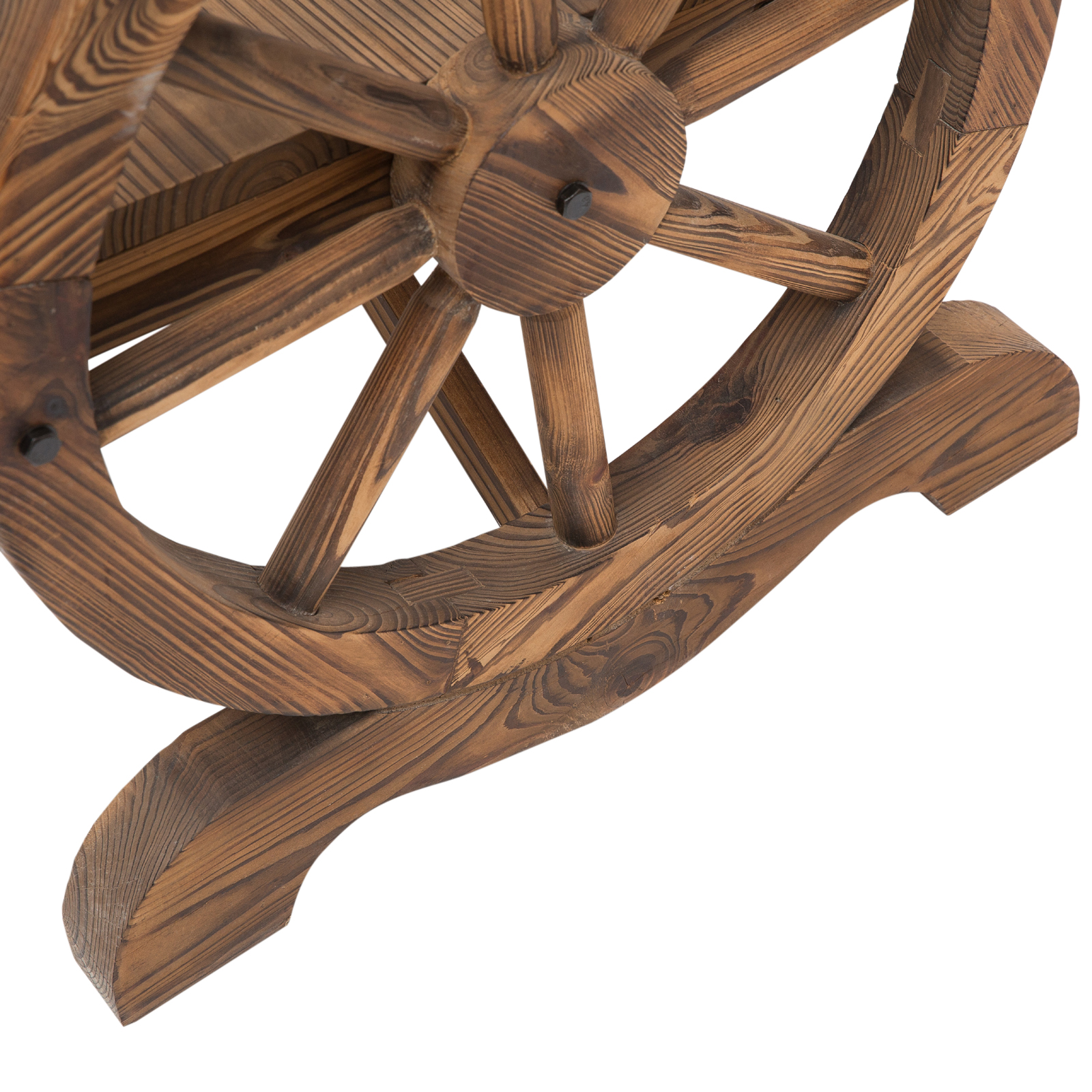 2-Sitzer Gartenbank Massivholz mit Armlehne, Sitzbank mit Wagenräder-Design, Gartenmöbel 250kg belastbar, Rustikale Bank, 114 x 58 x 80 cm, Braun