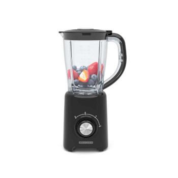Blender | 800 W | 2 Geschwindigkeiten + Pulse | 4 Edelstahlklingen | 1,5-L-Kunststoffkanne| schwarz