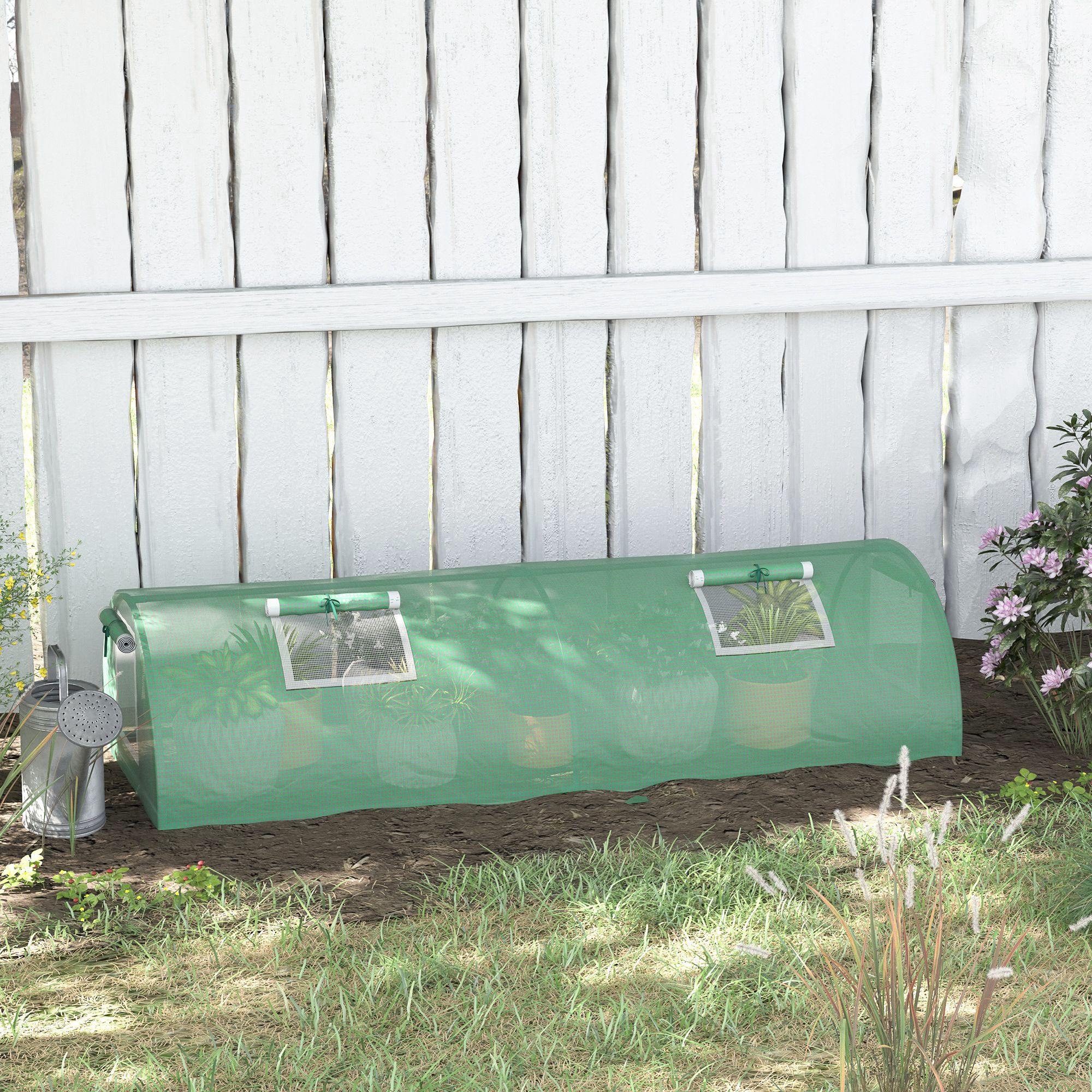 Foliengewächshaus, wetterbeständig, UV-beständig, Folientunnel, 200 cm x 80 cm x 45 cm, Grün