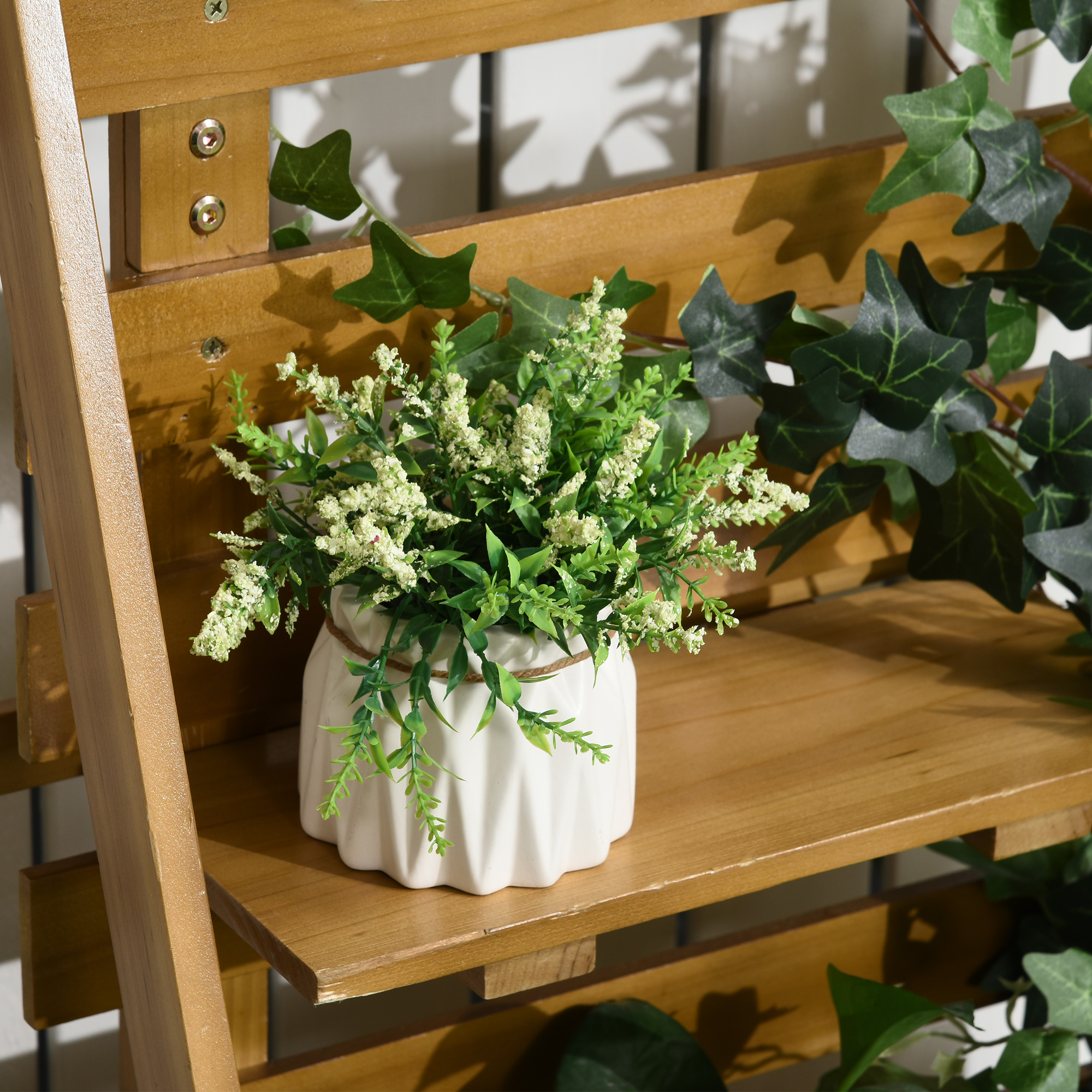 Hochbeet mit 3 Schubladen, inkl, Rankhilfe, wetterbeständig, Massivholz, 63 cm x 39 cm x 160 cm, Natur