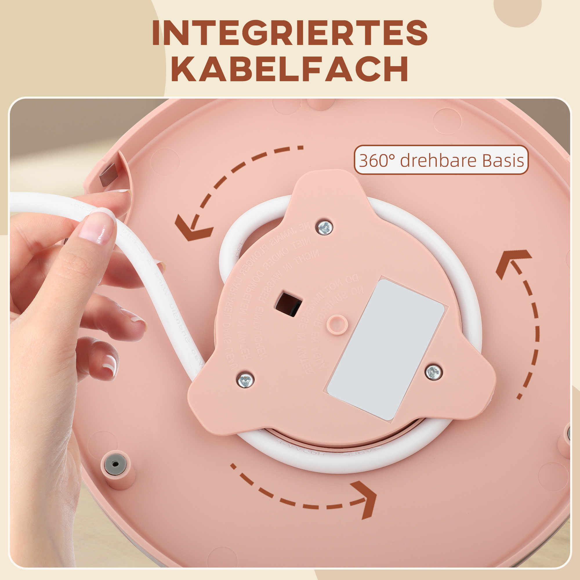 Elektrischer Wasserkocher, 1,7L, Schnellkochfunktion, 2,2kW, Kabellos mit herausnehmbarem Anti-Kalk-Filter, Hellrosa