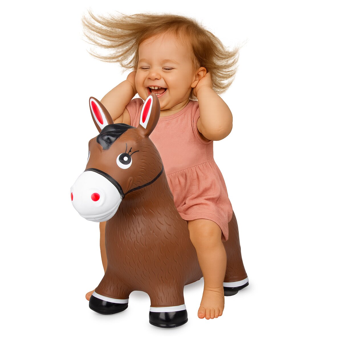 Hüpftier Pferd HoppyDoo braun mit Pumpe Hüpftier Pferd HoppyDoo braun mit Pumpe