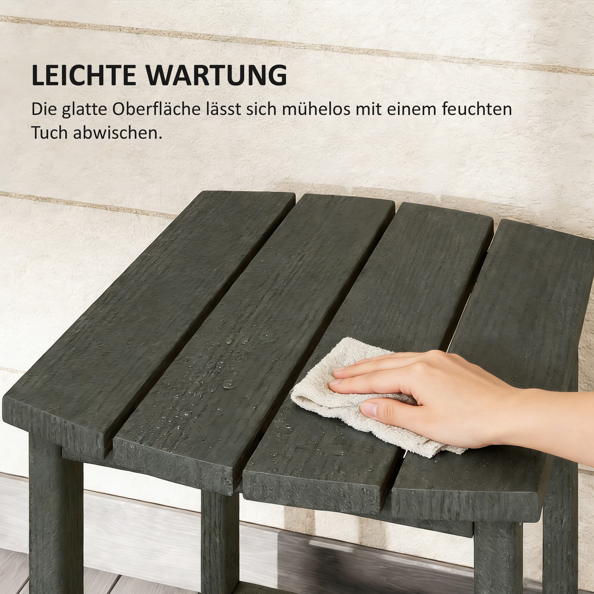 Gartentisch, Wetterfest Balkontisch aus HDPE, Esstisch Outdoor Campingtisch für Garten Terrasse Balkon 48x37x46 cm Grau