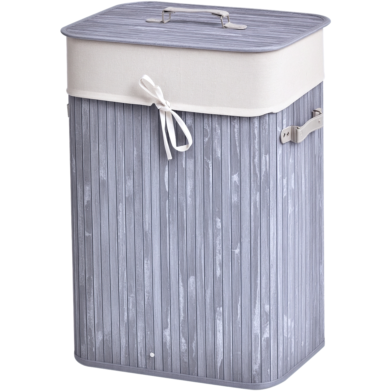 Wäschekorb schmal mit Deckel 72L Wäschesammler mit Griff, herausnehmbarer Wäschesack, Wäschebox für Waschküche Schlafzimmer Badezimmer, Grau Wäschekorb schmal mit Deckel 72L Wäschesammler mit Griff, herausnehmbarer Wäschesack, Wäschebox für Waschküche Schlafzimmer Badezimmer, Grau