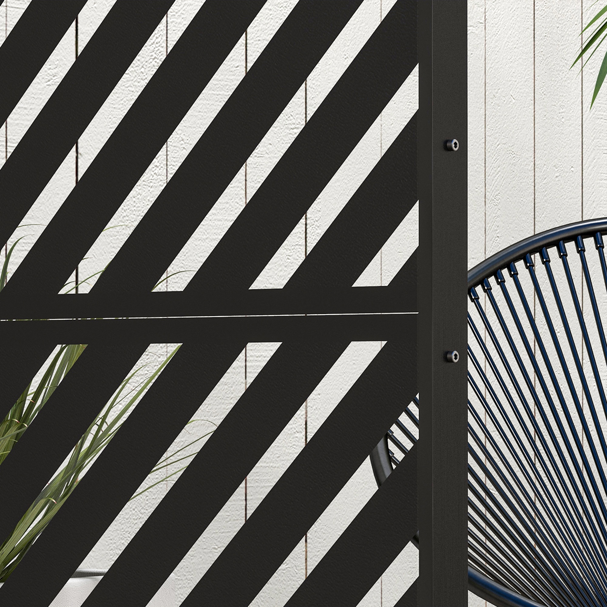 Sichtschutz Sichtschutz Garten Gartenabtrennung, geometrische Formen, Metall, 122 x 45 x 198 cm, Schwarz