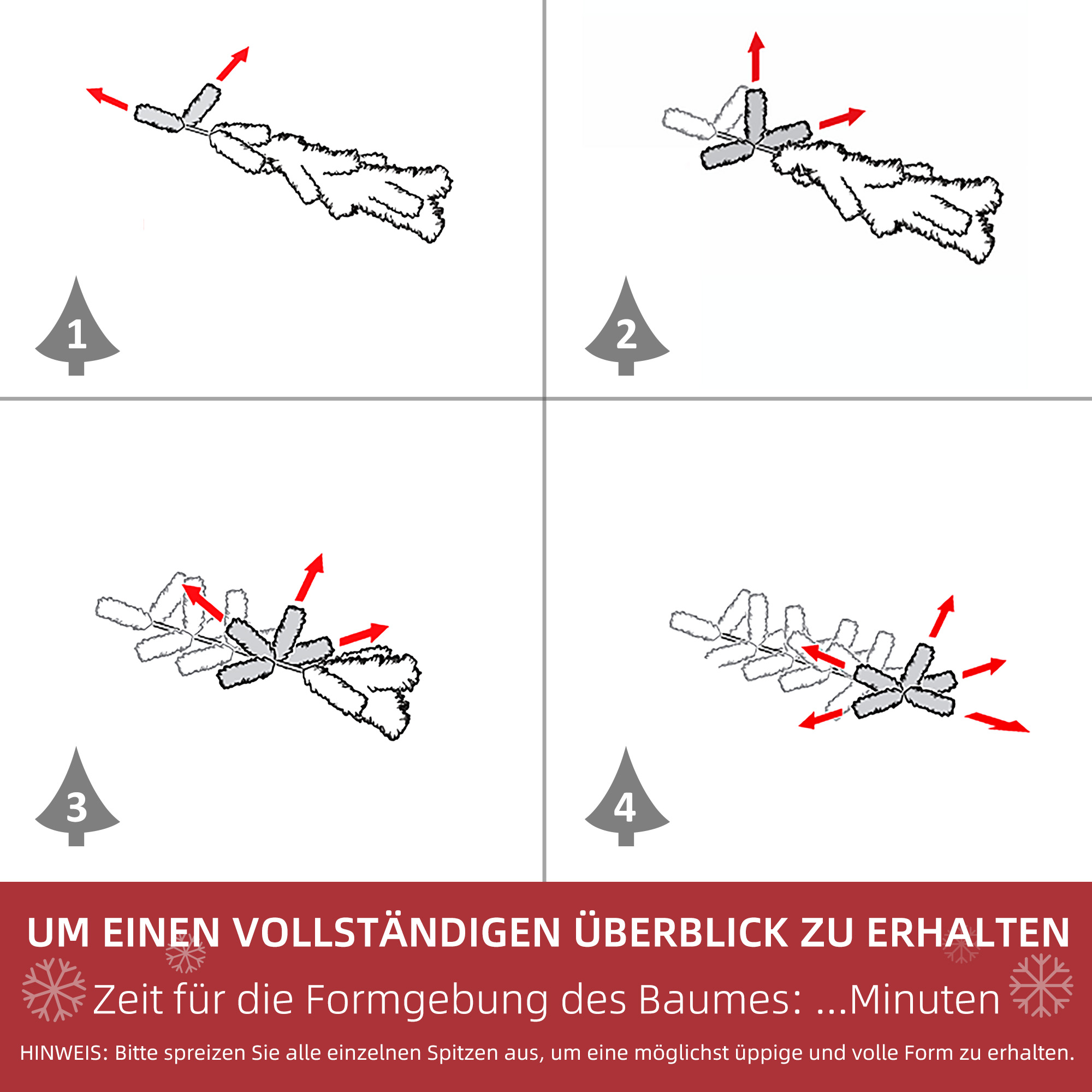Künstlicher Weihnachtsbaum, Schnee-Effekt, flammenhemmend, Scharnierkonstruktion, Grün/Weiß
