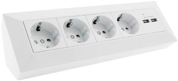 4-fach Steckdosenblock + 2x USB, weiß, 250V~/ 16A, Aufbaumontage, USB 3,1A 4-fach Steckdosenblock + 2x USB, weiß, 250V~/ 16A, Aufbaumontage, USB 3,1A