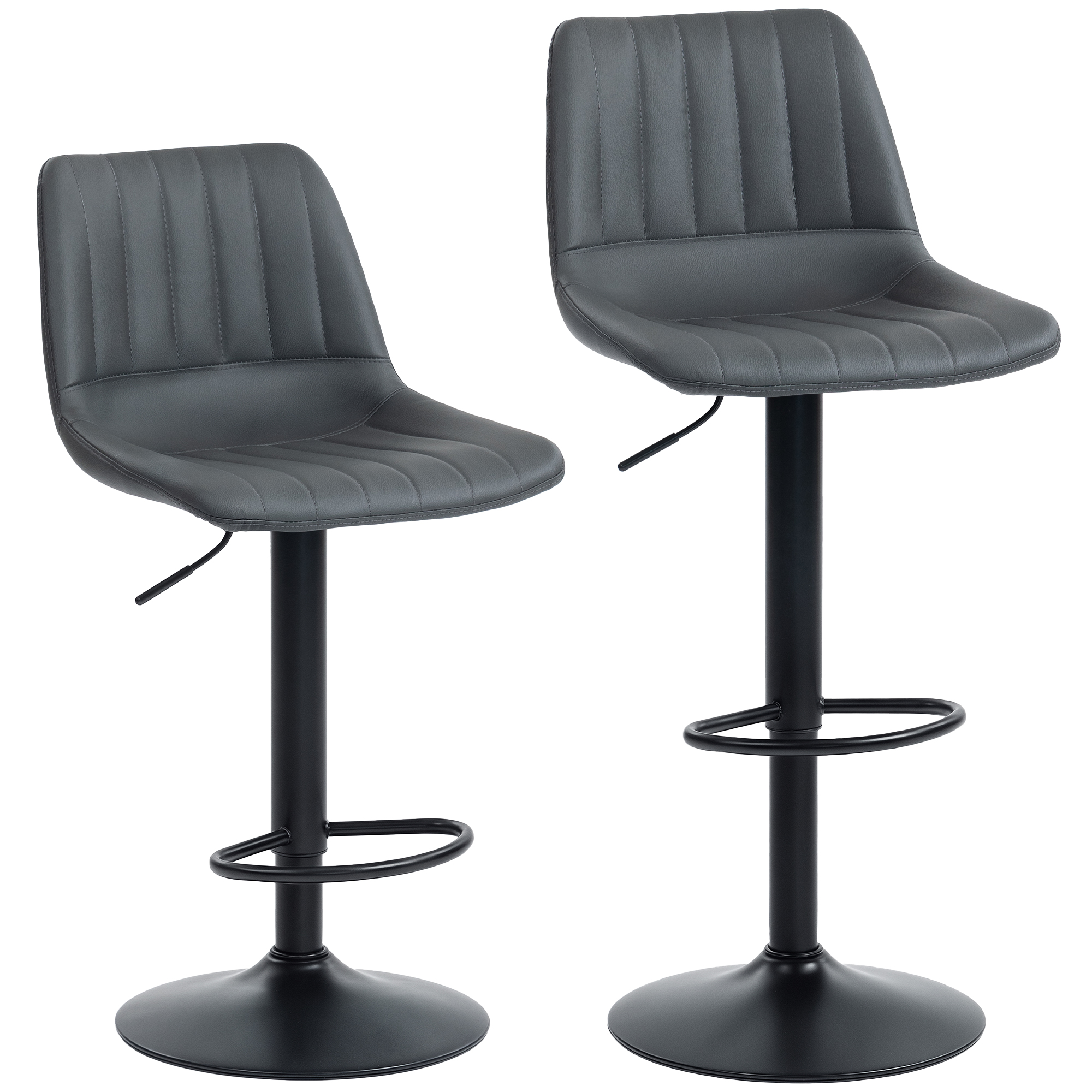 Barhocker 2er-Set im Retrodesign, mit Fußstütze, höhenverstellbar, 43 cm x49,5 cm x 111 cm
