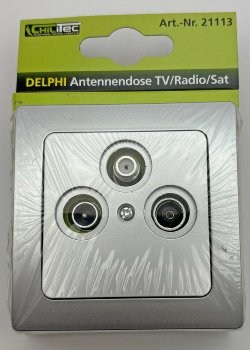 DELPHI Antennendose TV+Radio+Sat / inkl. Rahmen, UP, silber