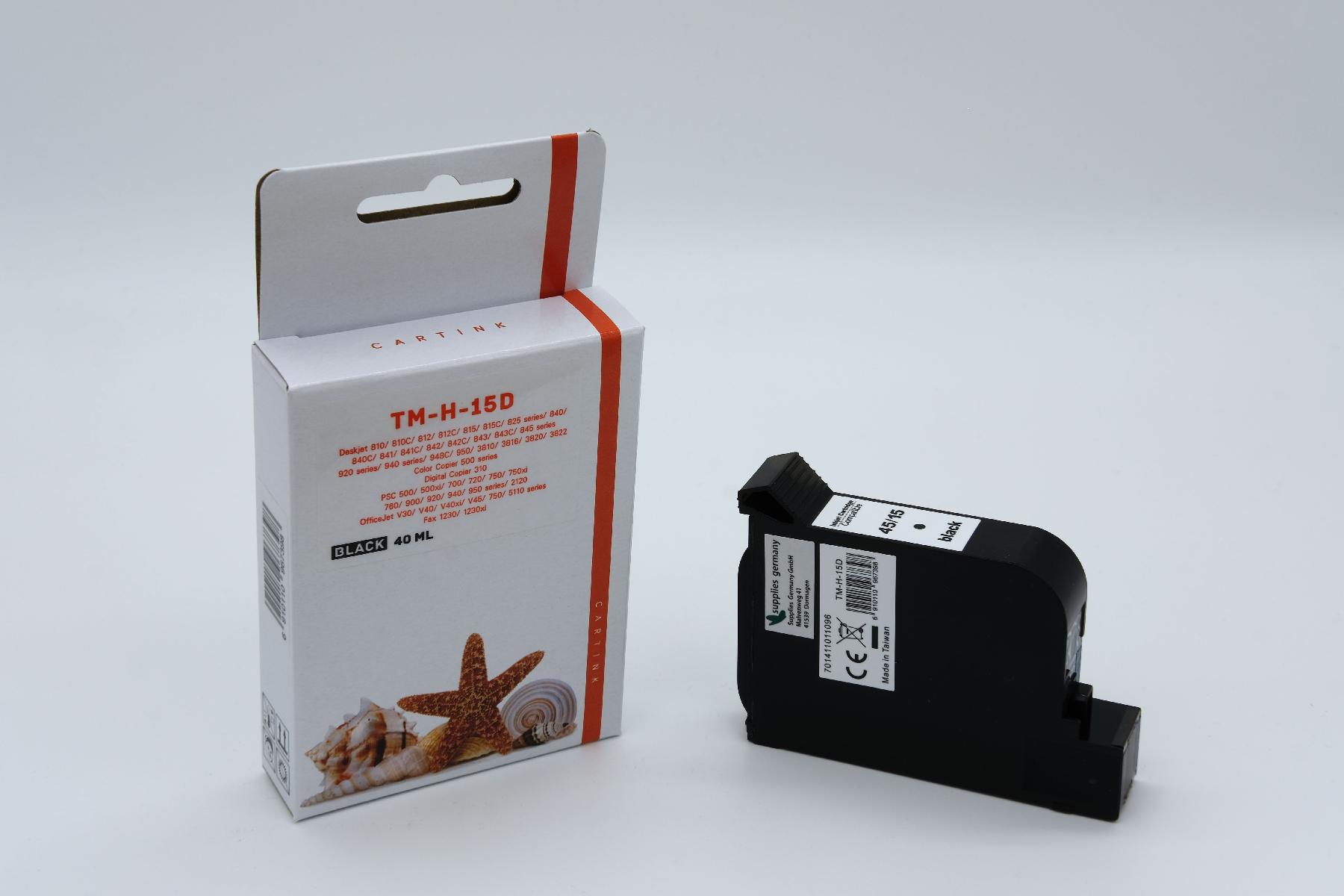 15DNEW alternativ Tinte black für HP / C6615D / 40ml 15DNEW alternativ Tinte black für HP / C6615D / 40ml