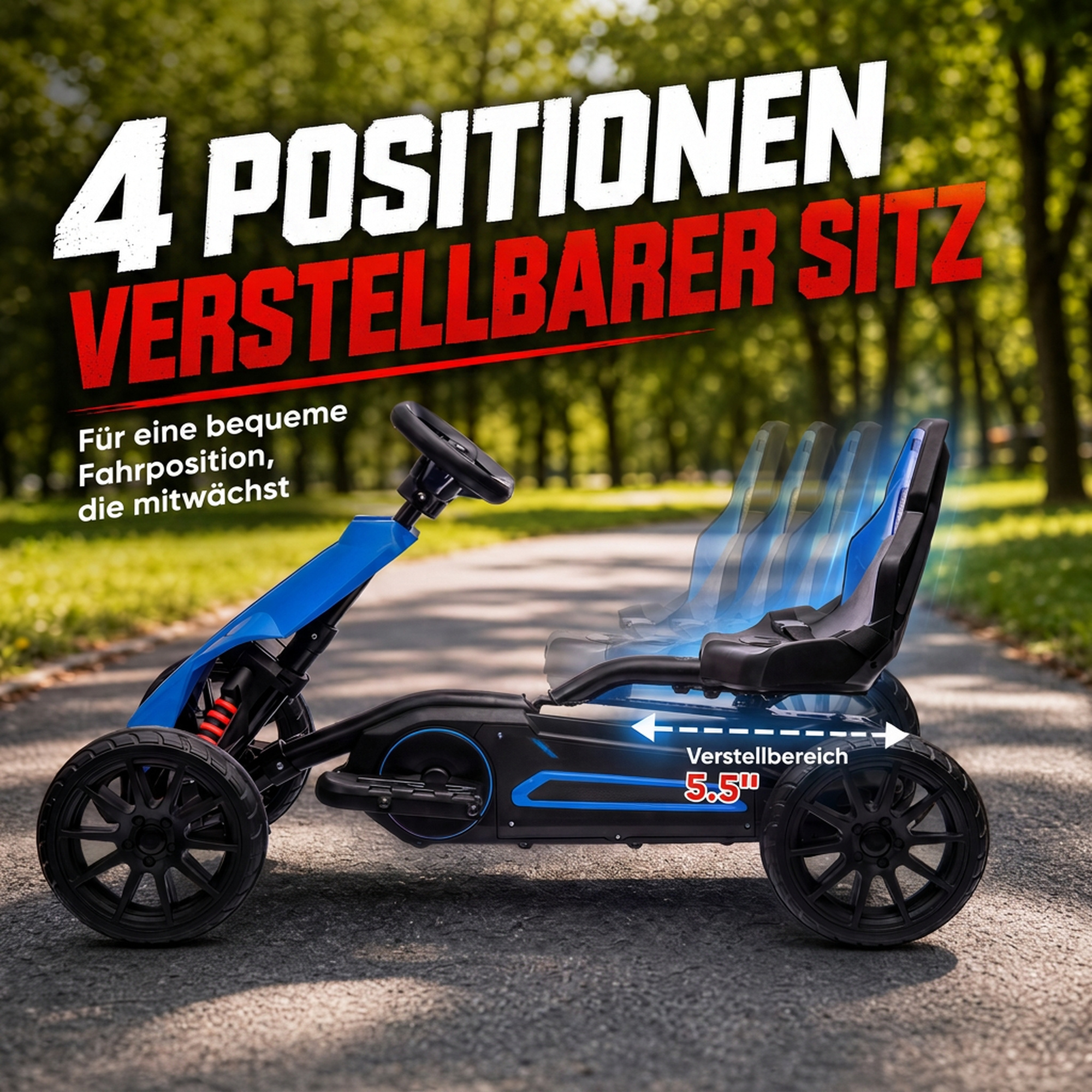 Elektro Go-Kart für Kinder 3-5km/h Gokart mit 2-Fach verstellbarem Geschwindigkeit, Sicherheitsgurt, EVA-Räder für 3-8