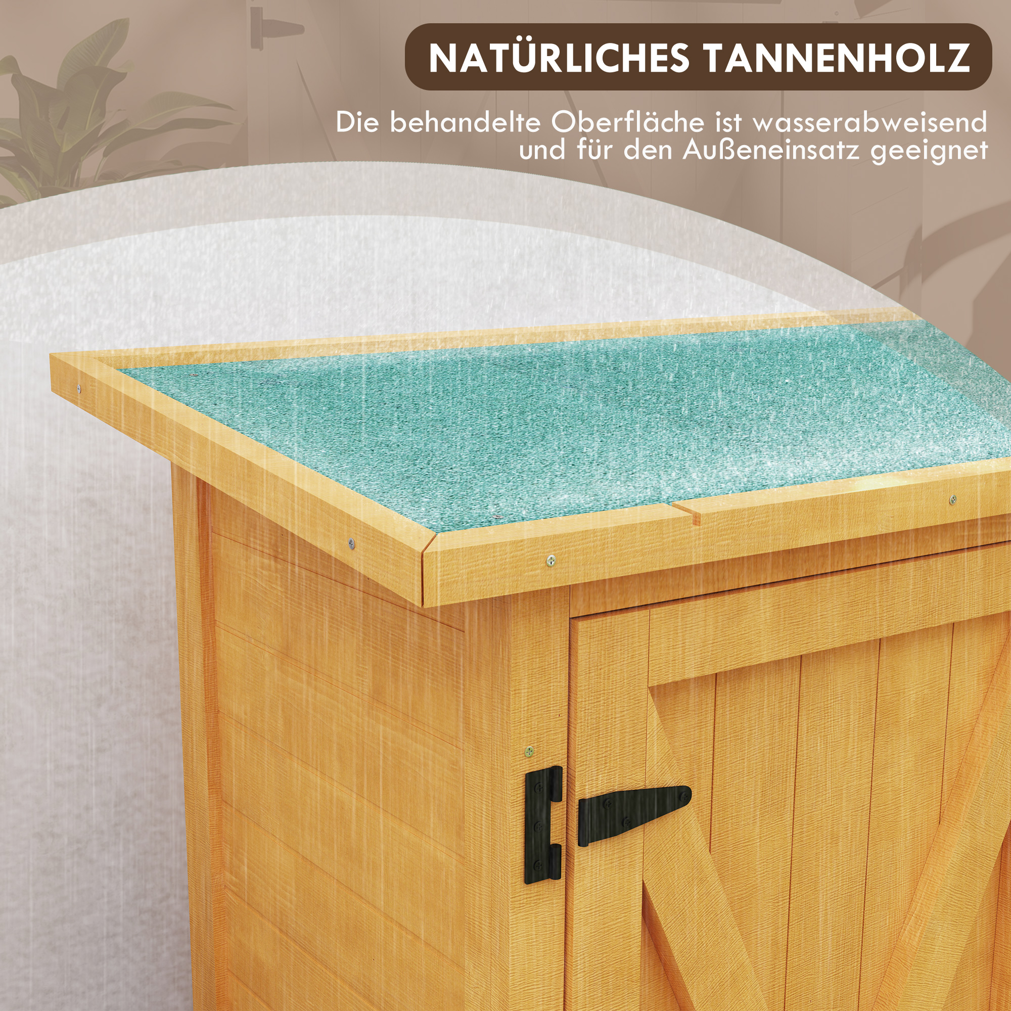 Gartenschrank, Geräteschuppen aus Holz, Wetterfest Geräteschrank mit 2 Türen Asphaltdach 110 x 55 x 117 cm, Gelb