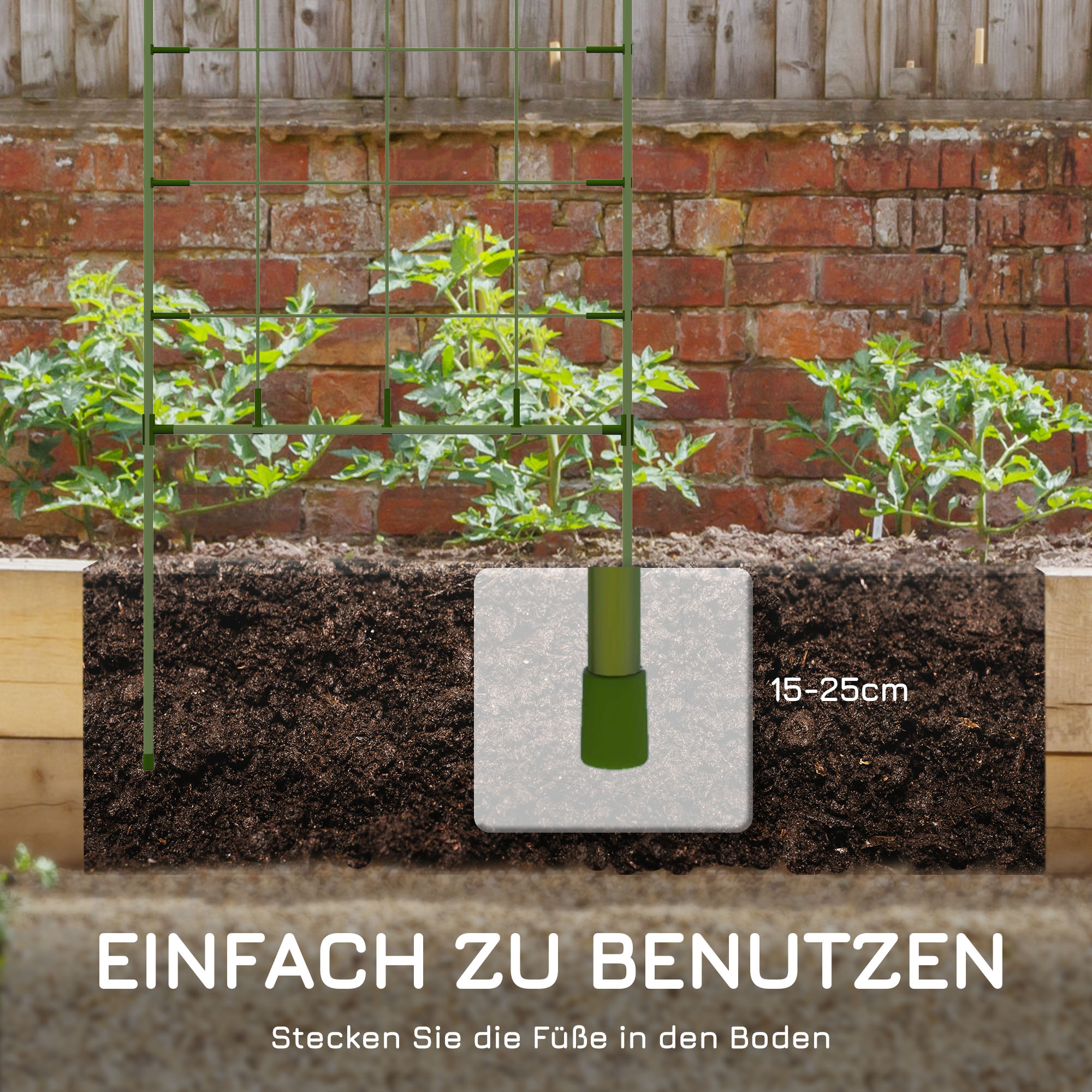 Rankgitter-Set, 6 Metallspaliere für Kletterpflanzen, Stahl, 40 x 90 cm, Grün