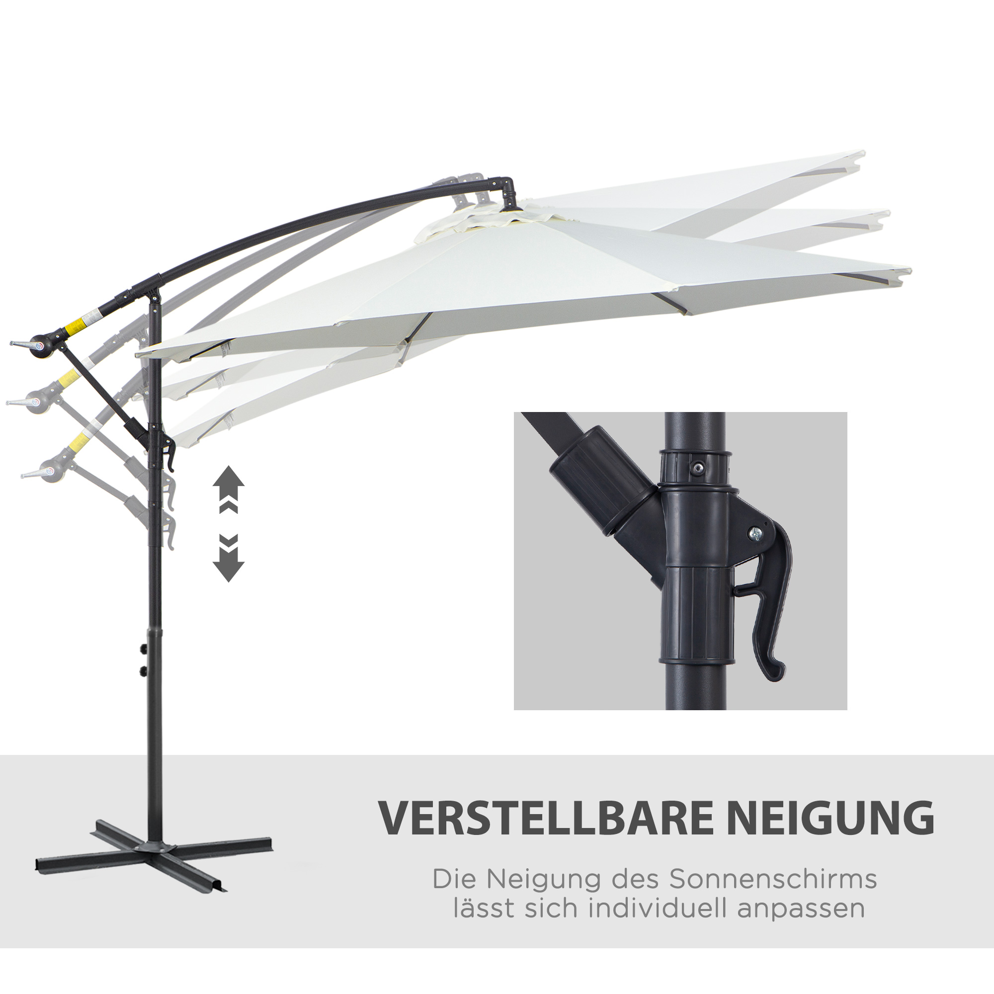 Sonnenschirm mit Kurbel Wetterbeständig 3 m x 3 m x 2,5 m Stahl Polyester